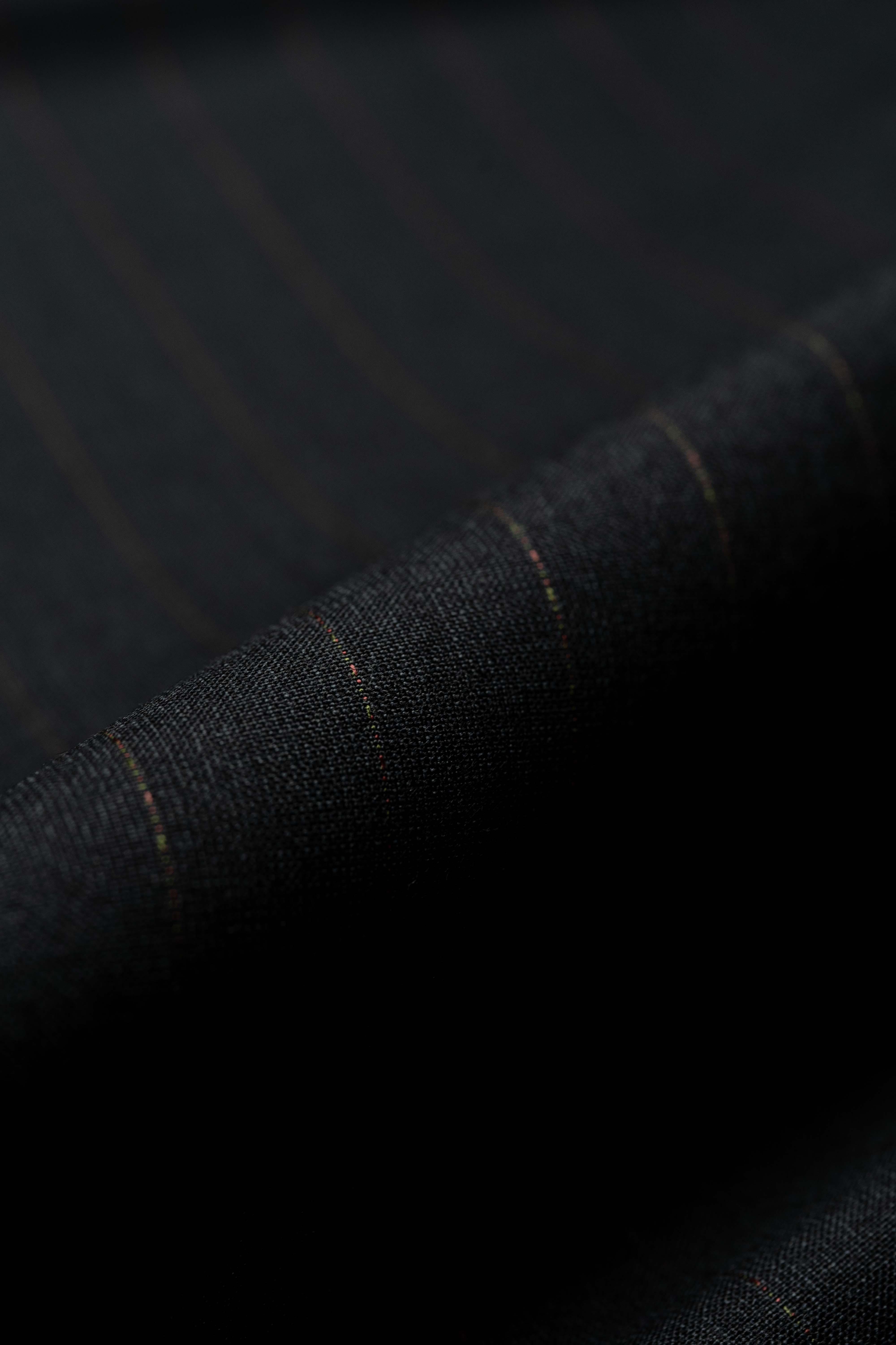 Scabal Dark Charcoal Stripe Terylene & Wool Suit Fabric (V23335) -3m - Yoo's Club