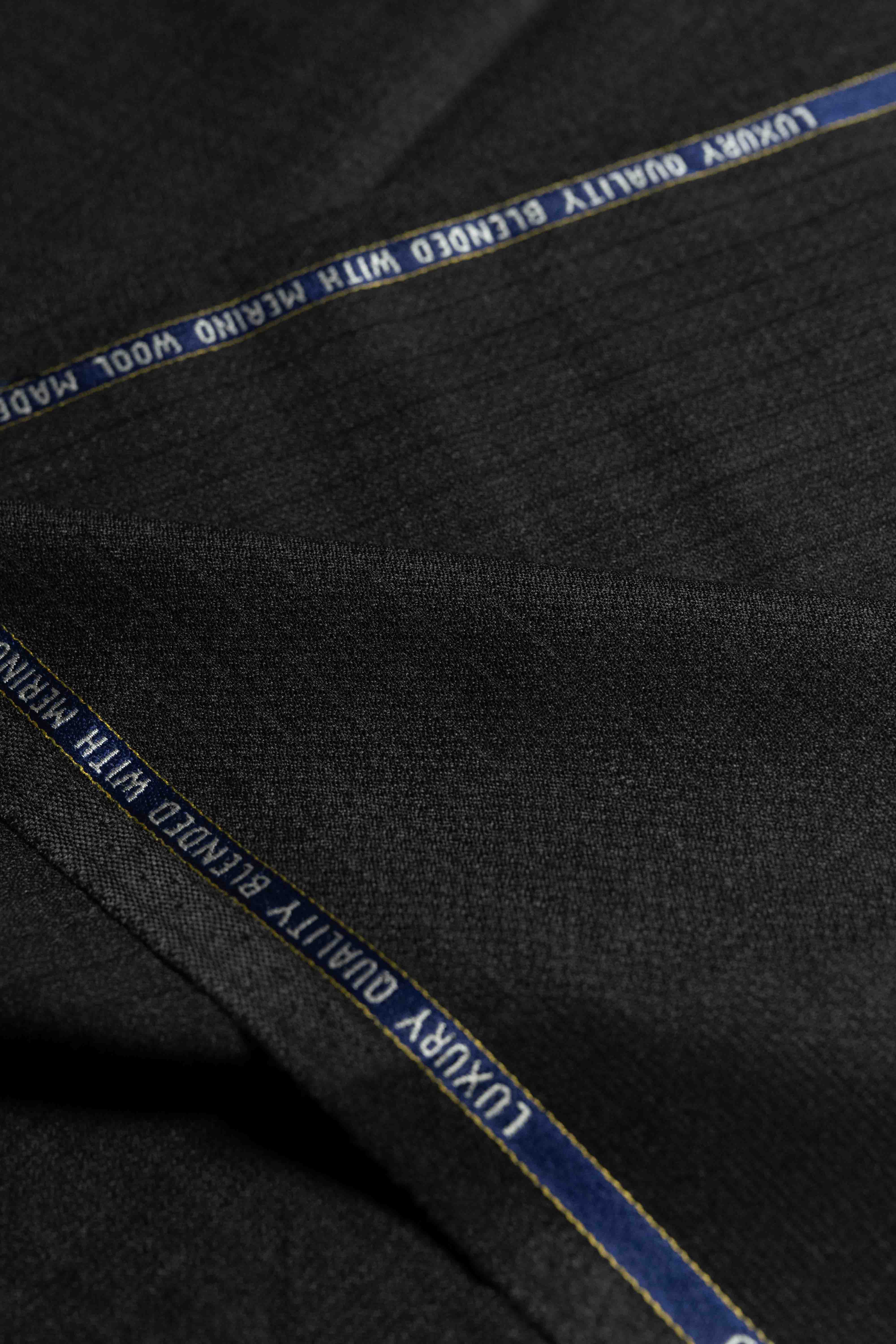 British Luxury Wool & Merino Charcoal Suit Fabric (V23434)-3.5m - Yoo's Club