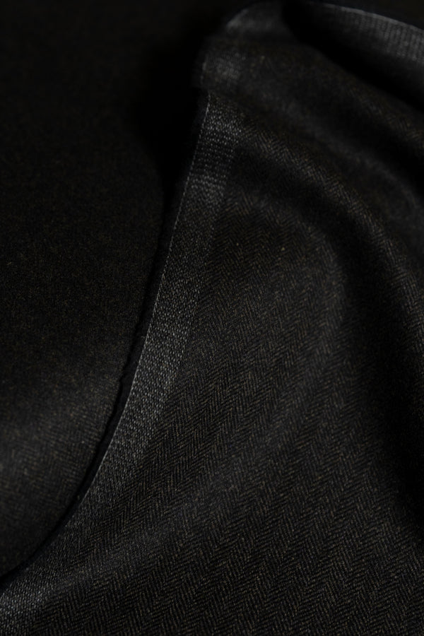 Botto Giuseppe Dark Brown Herringbone Wool Cashmere Jacketing- (GB101)