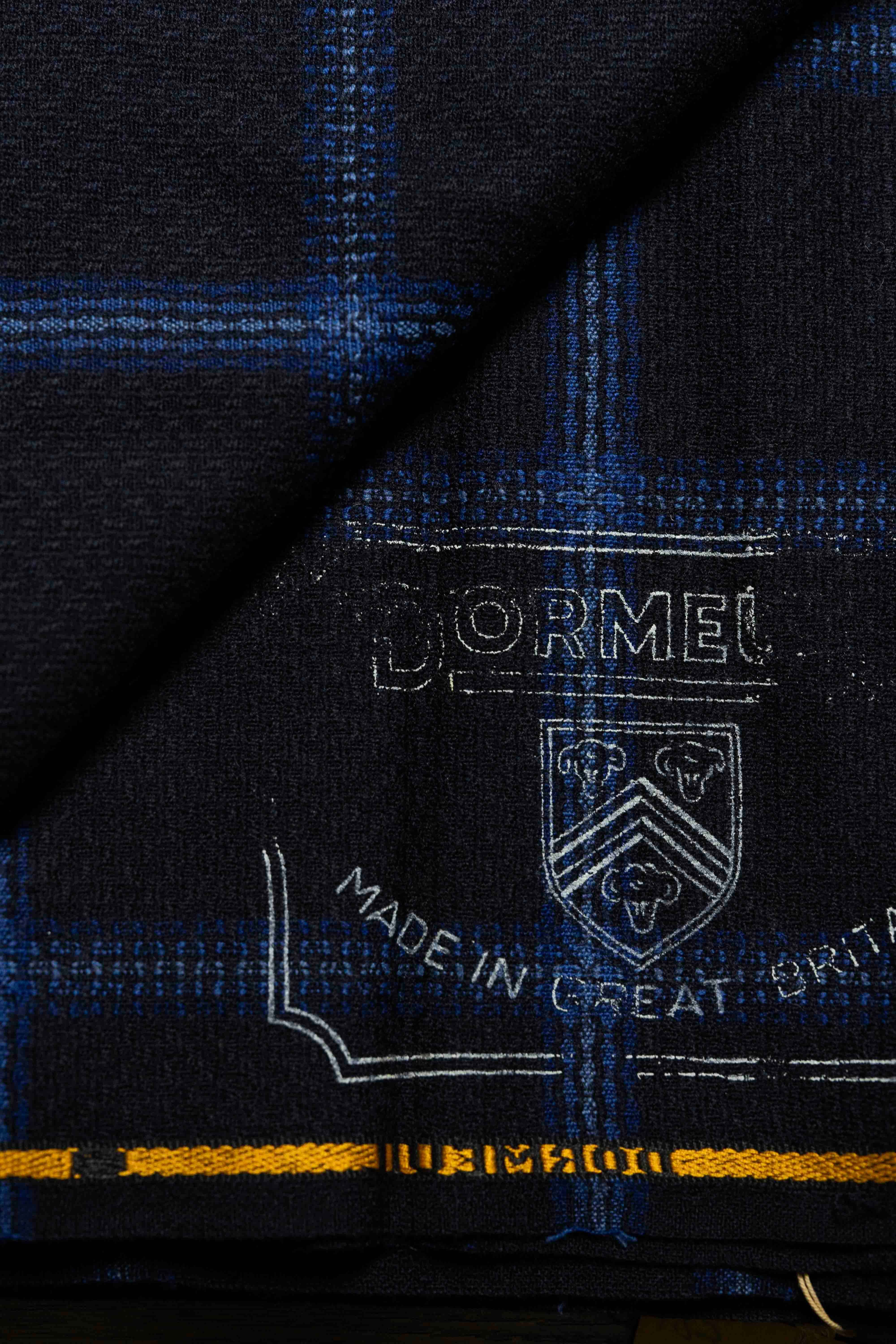 Dormeuil Luxury Midnight Blue Check Suit Jacket Fabric (V23666) -1.8m - Yoo's Club