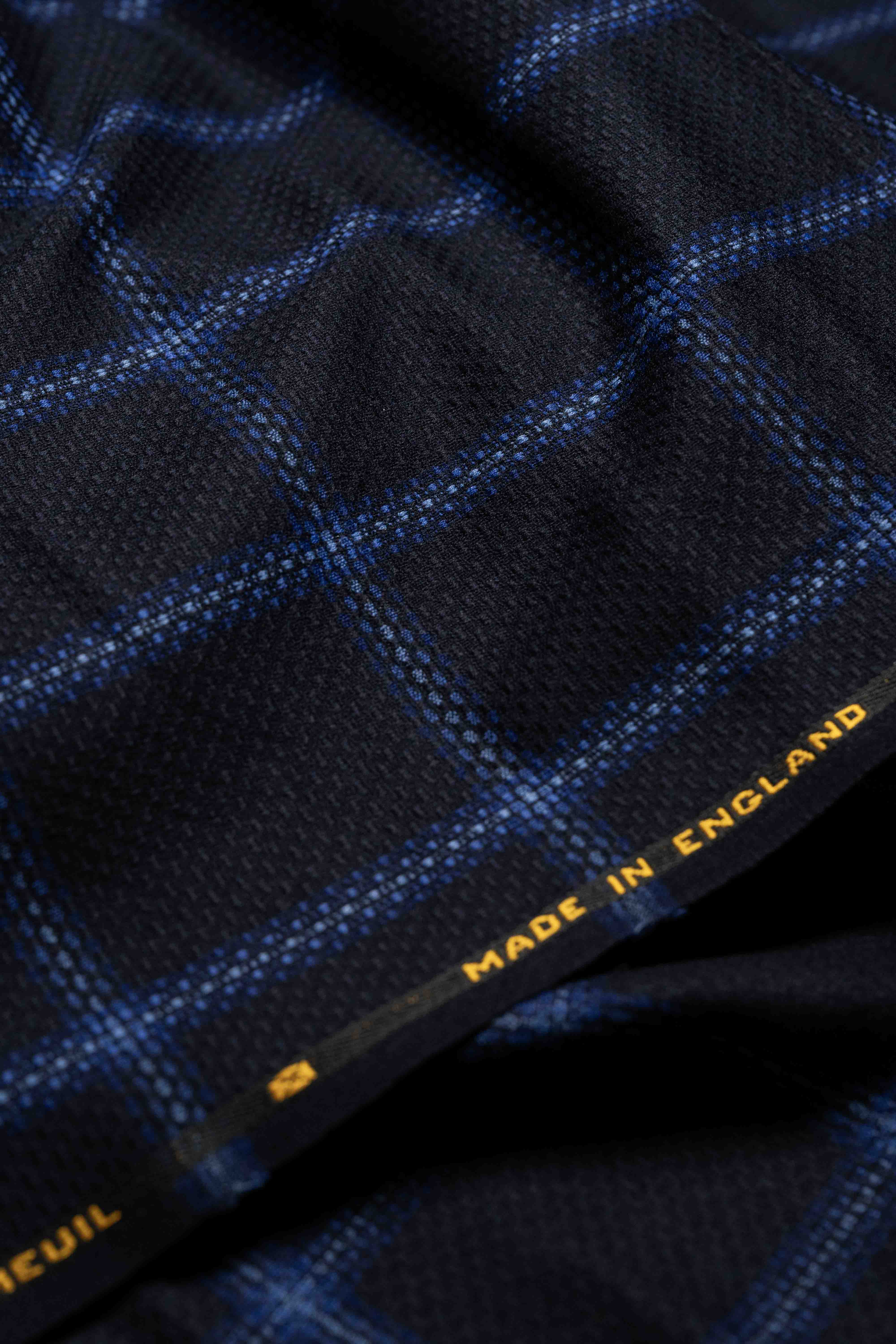 Dormeuil Luxury Midnight Blue Check Suit Jacket Fabric (V23666) -1.8m - Yoo's Club