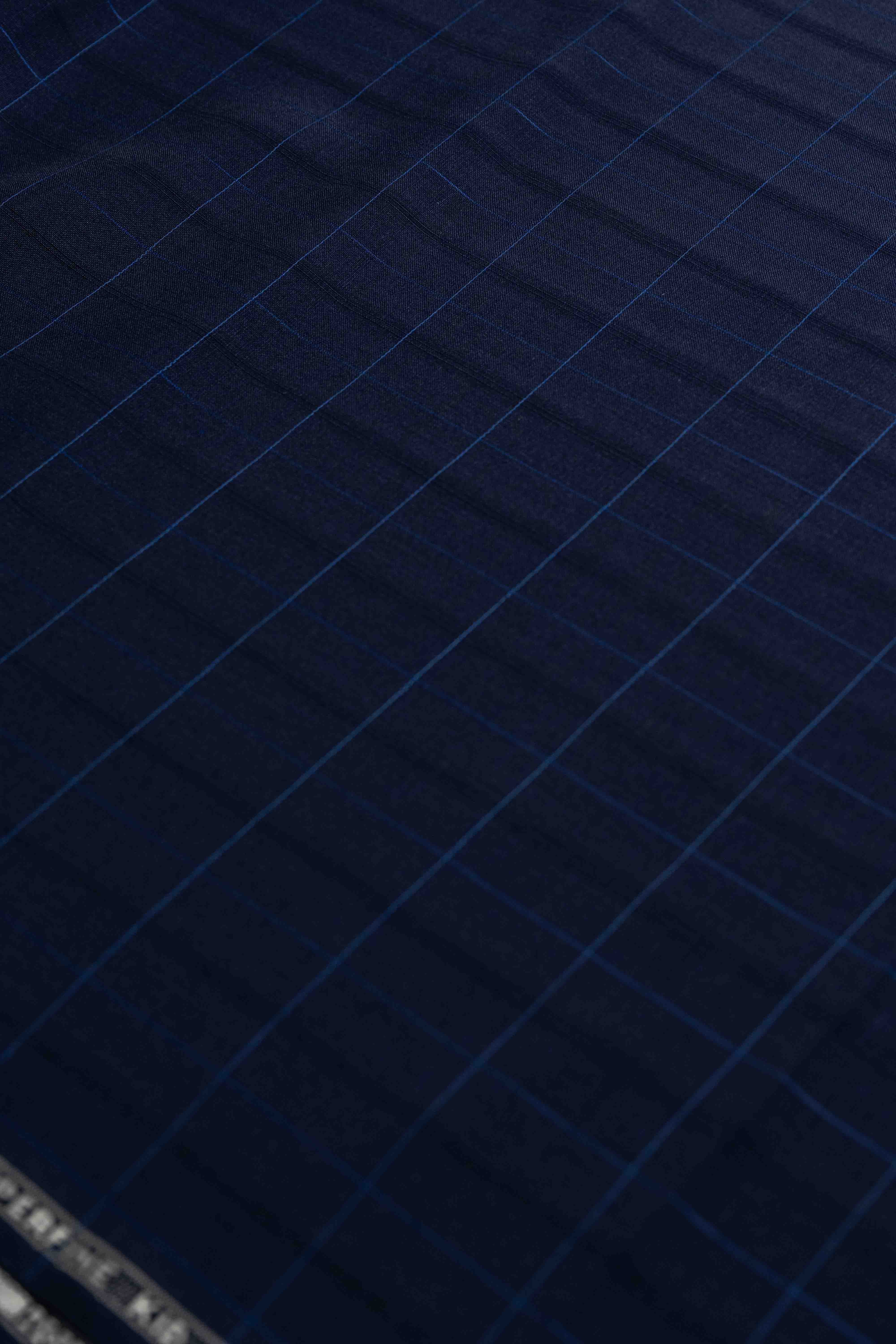 British Superfine Kid Mohair Navy Check Suit Fabric (V23438)-4.3m - Yoo's Club