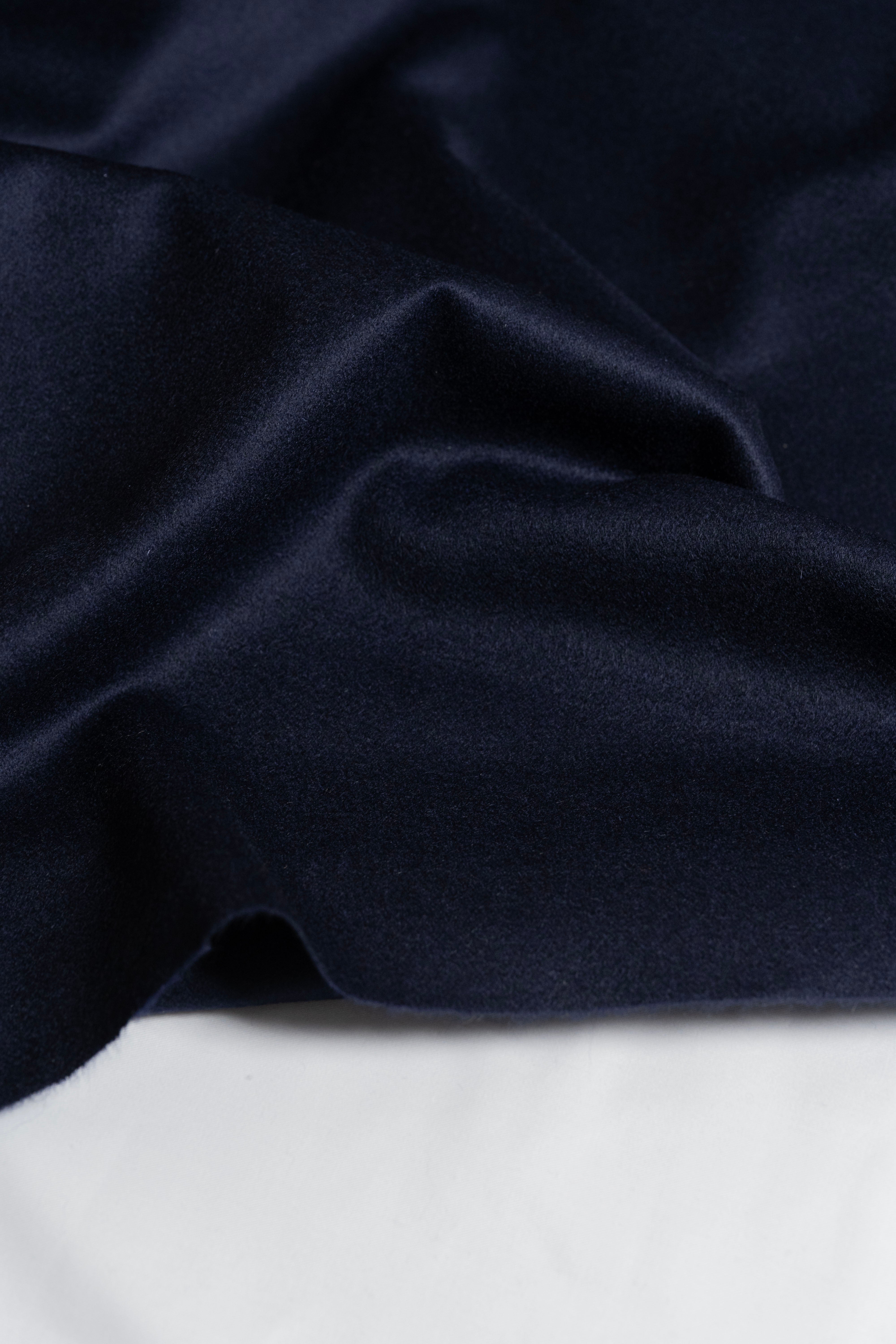 Midnight Blue Wool Cashmere Coat Fabric (V23658)-3m - Yoo's Club