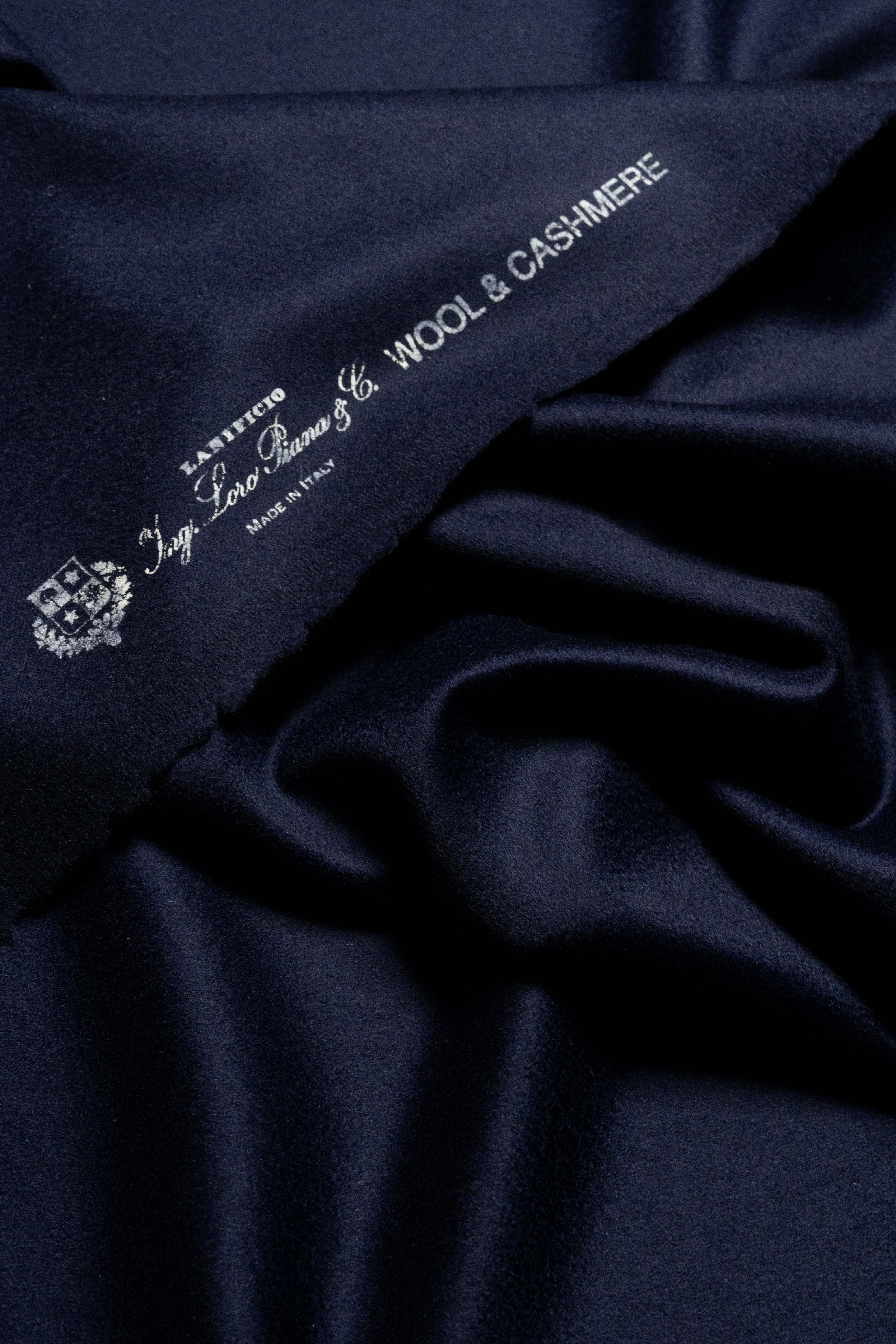 Dark Navy Wool & Cashmere Jacketing produced by Loro Piana - Yoo's Club
