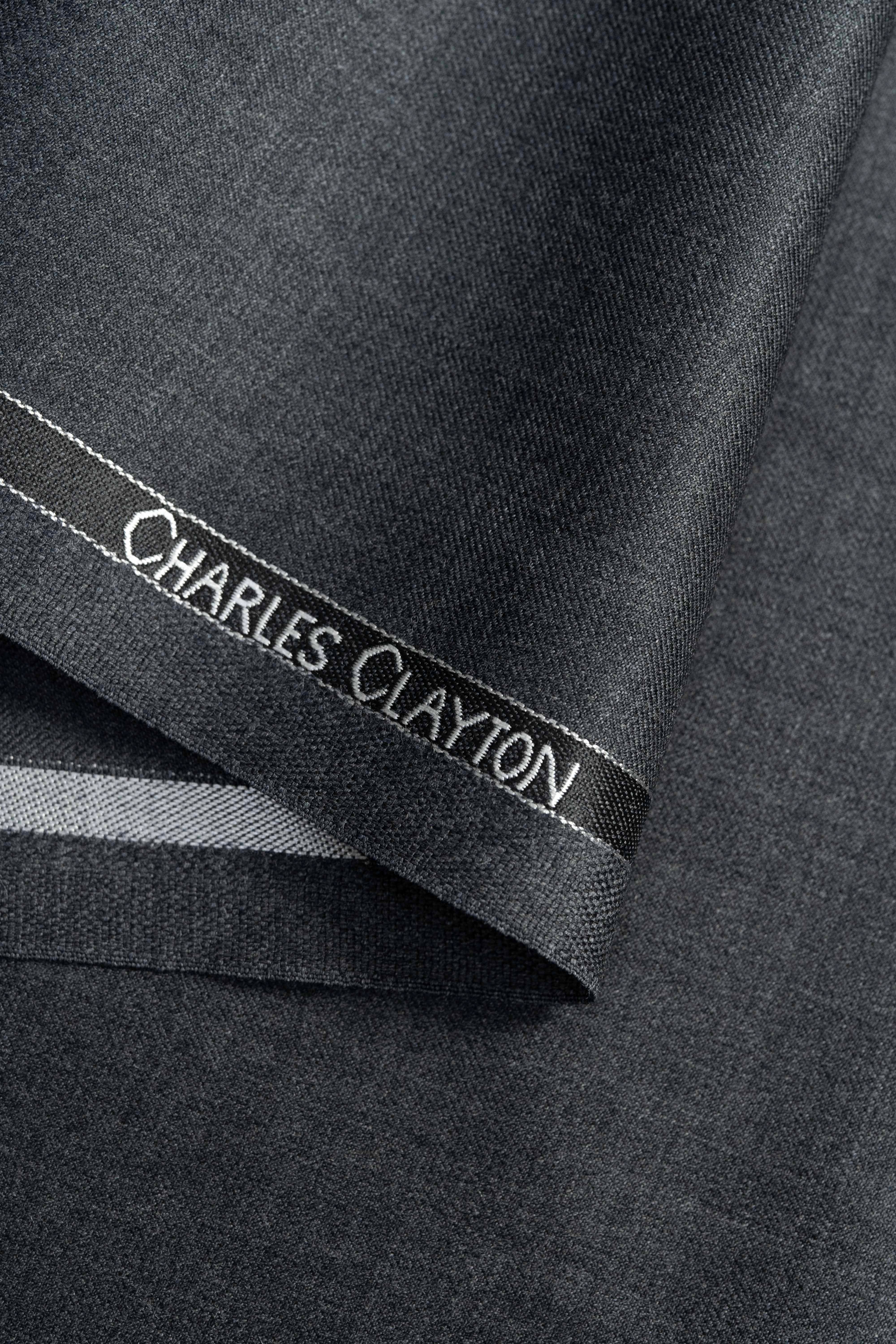 Charles Clayton Super 130's & Cashmere Suit fabric in Middle Grey - (CC101) - Yoo's Club
