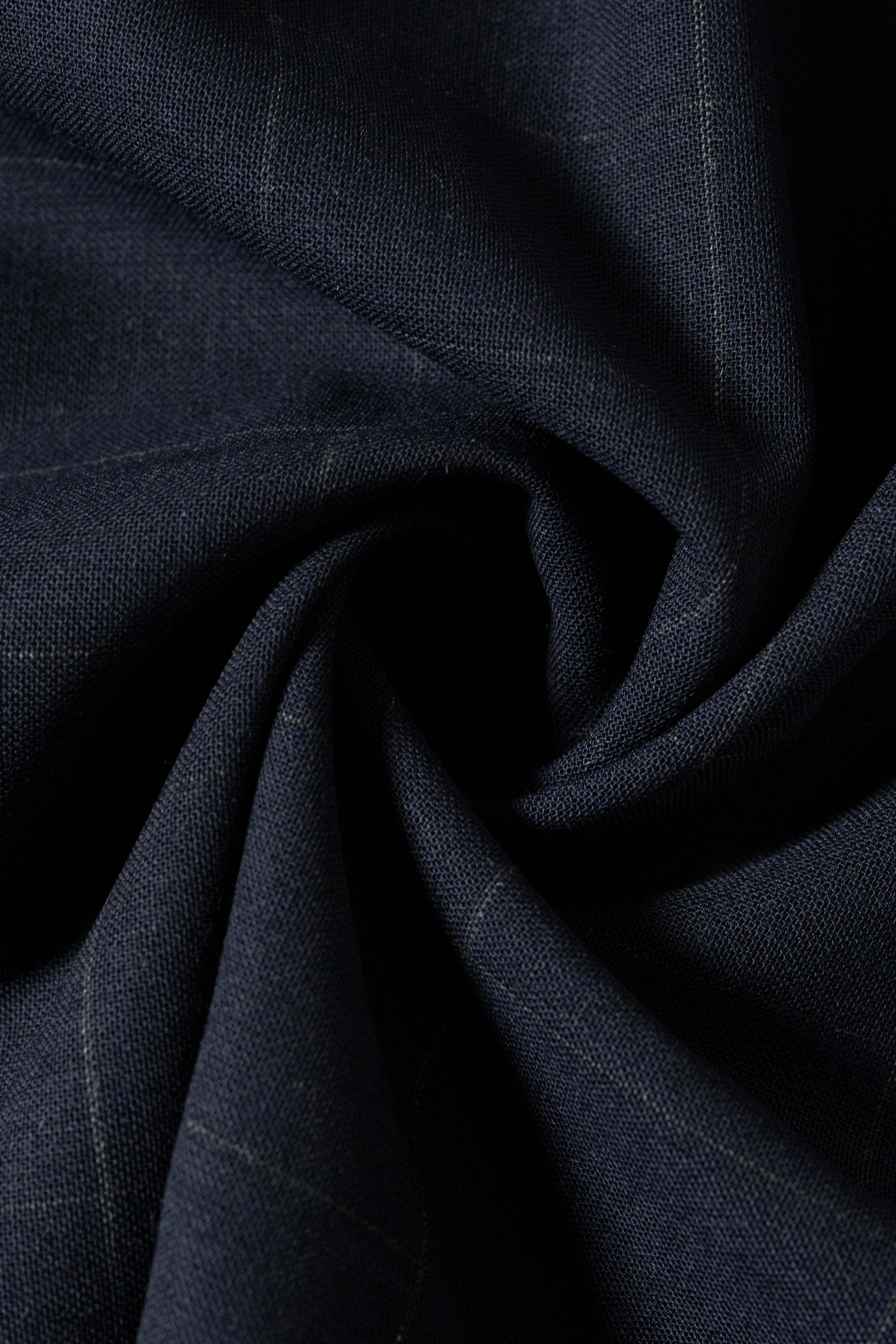 Groves & Lindley Dark Navy Wool Mohair Suit Jacket Fabric (M3-554/55)-3.2m - Yoo's Club