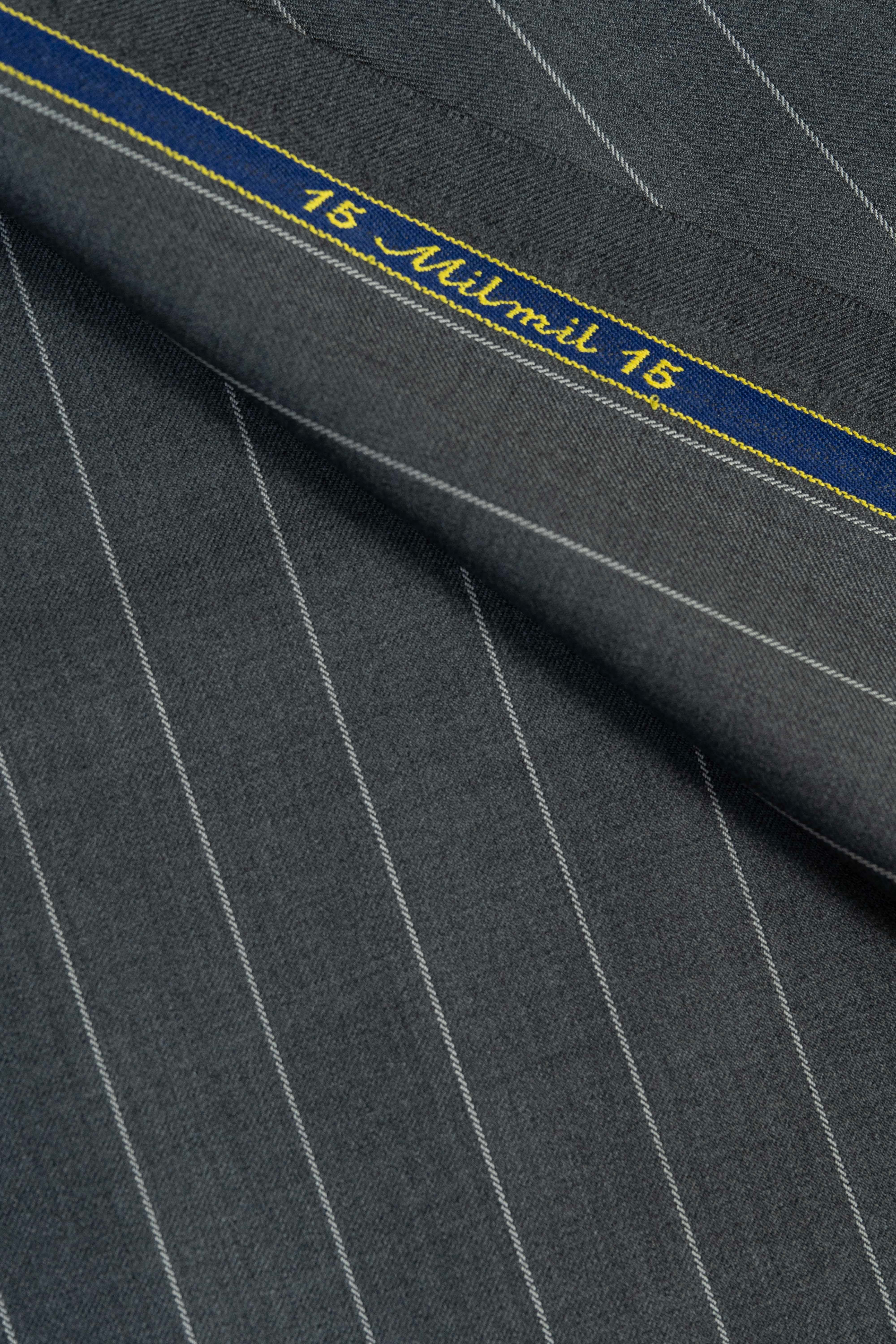 Zegna 15 Milmil 15 Middle Grey Wool Suit Fabric-3m - Yoo's Club
