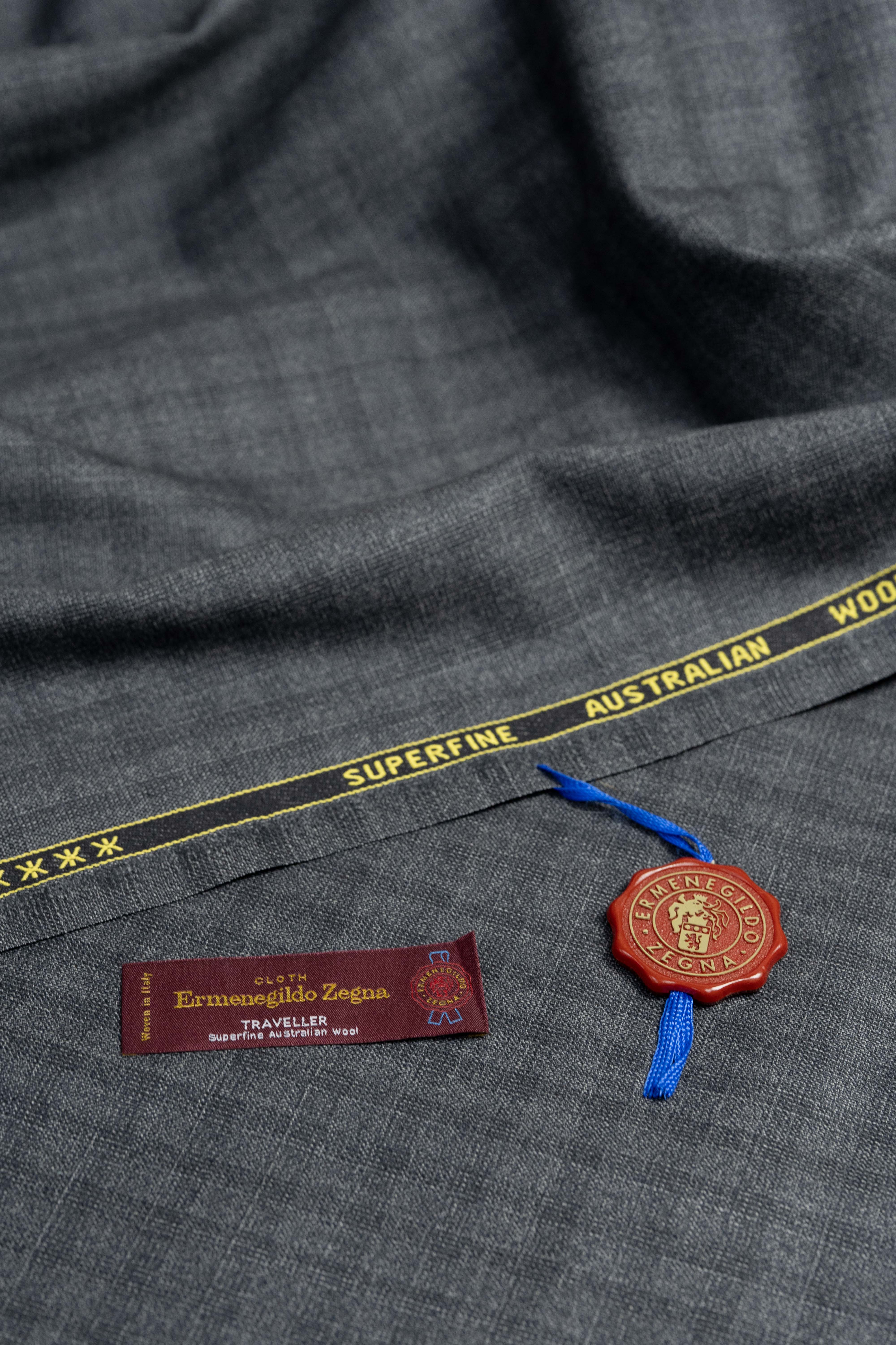 Zegna Traveller Charcoal Superfine Australian Wool Suit Fabric -3.2m - Yoo's Club