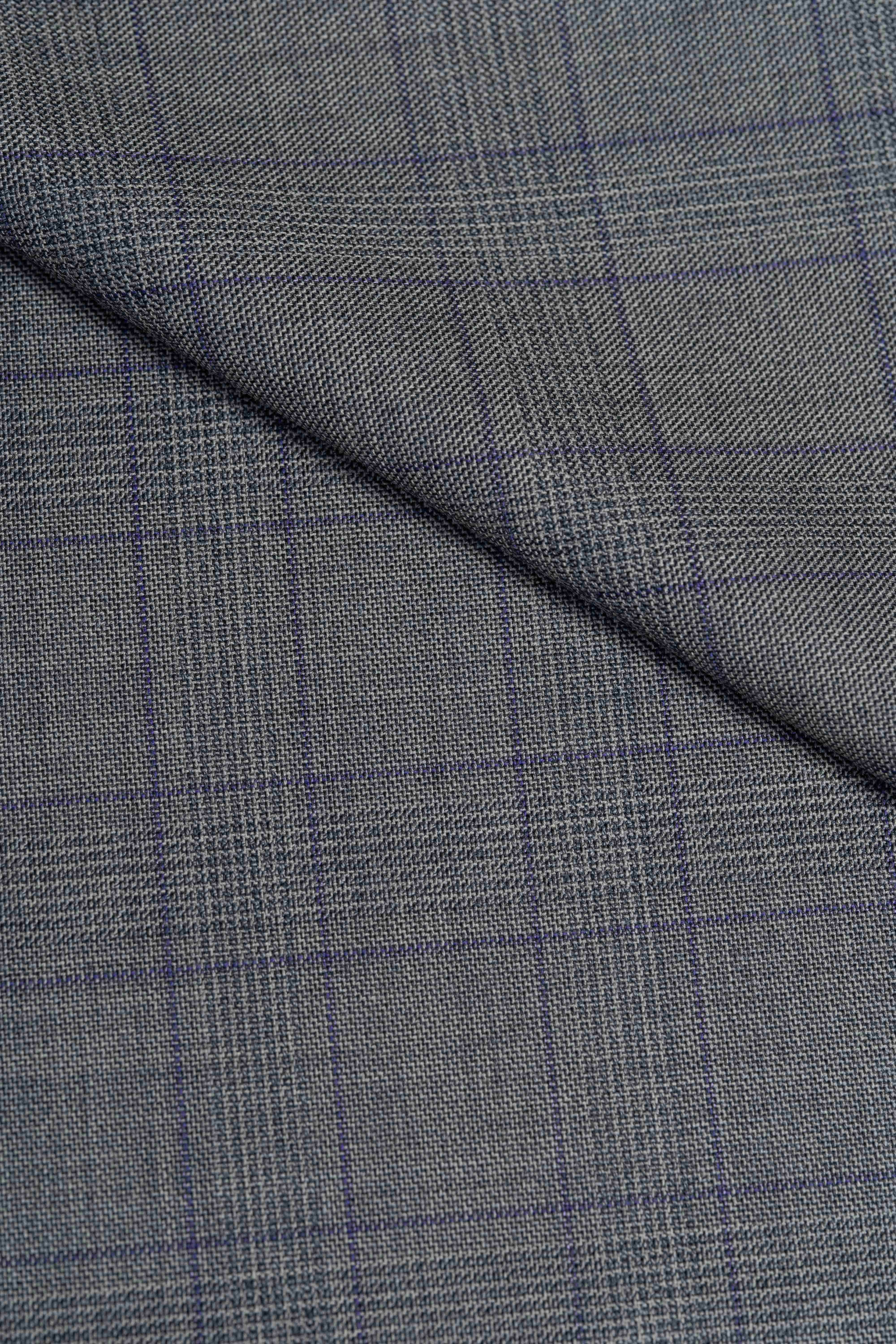 Zegna Traveller Grey Purple Check Superfine Australian Wool Suit Fabric -3.3m - Yoo's Club