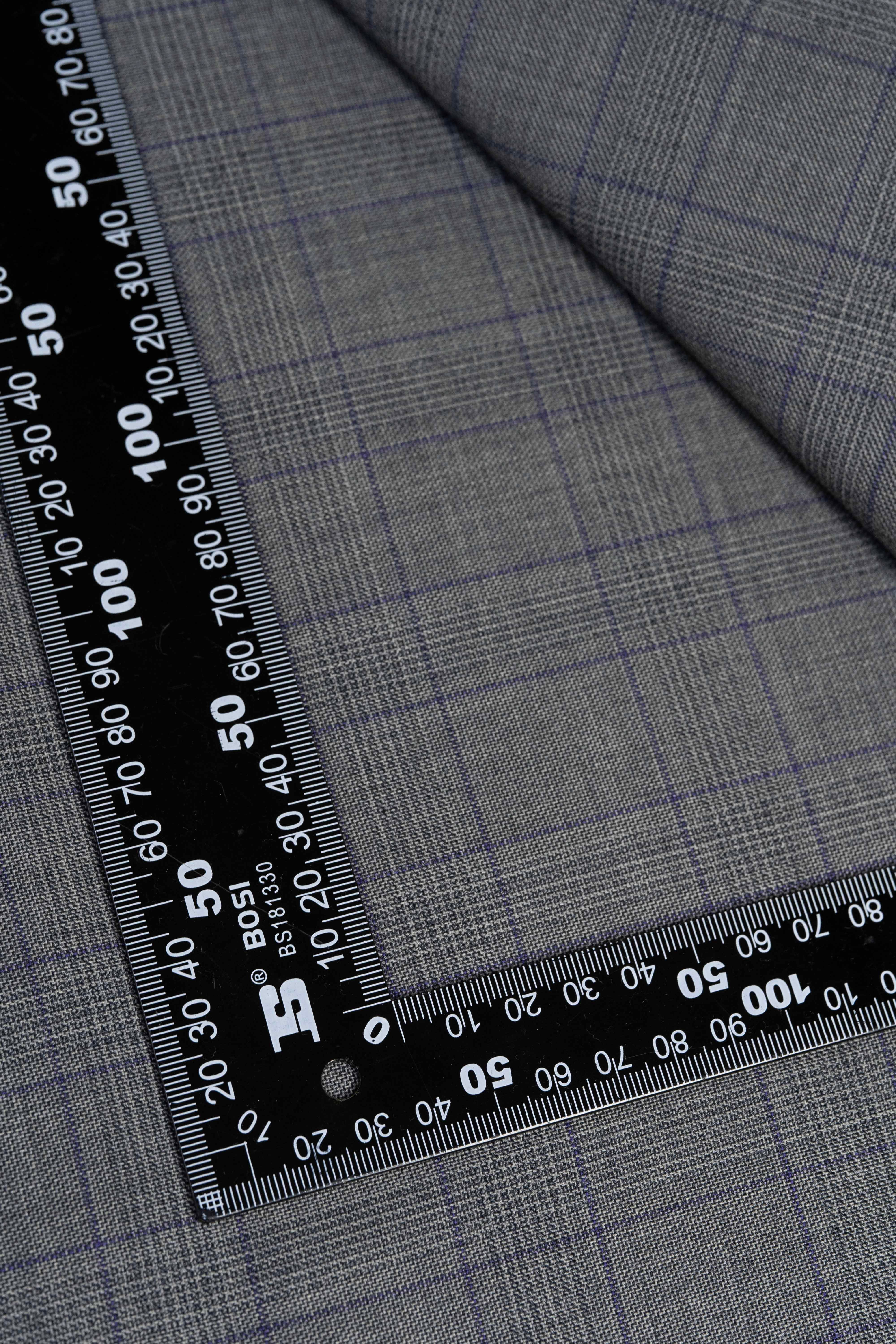 Zegna Traveller Grey Purple Check Superfine Australian Wool Suit Fabric -3.3m - Yoo's Club