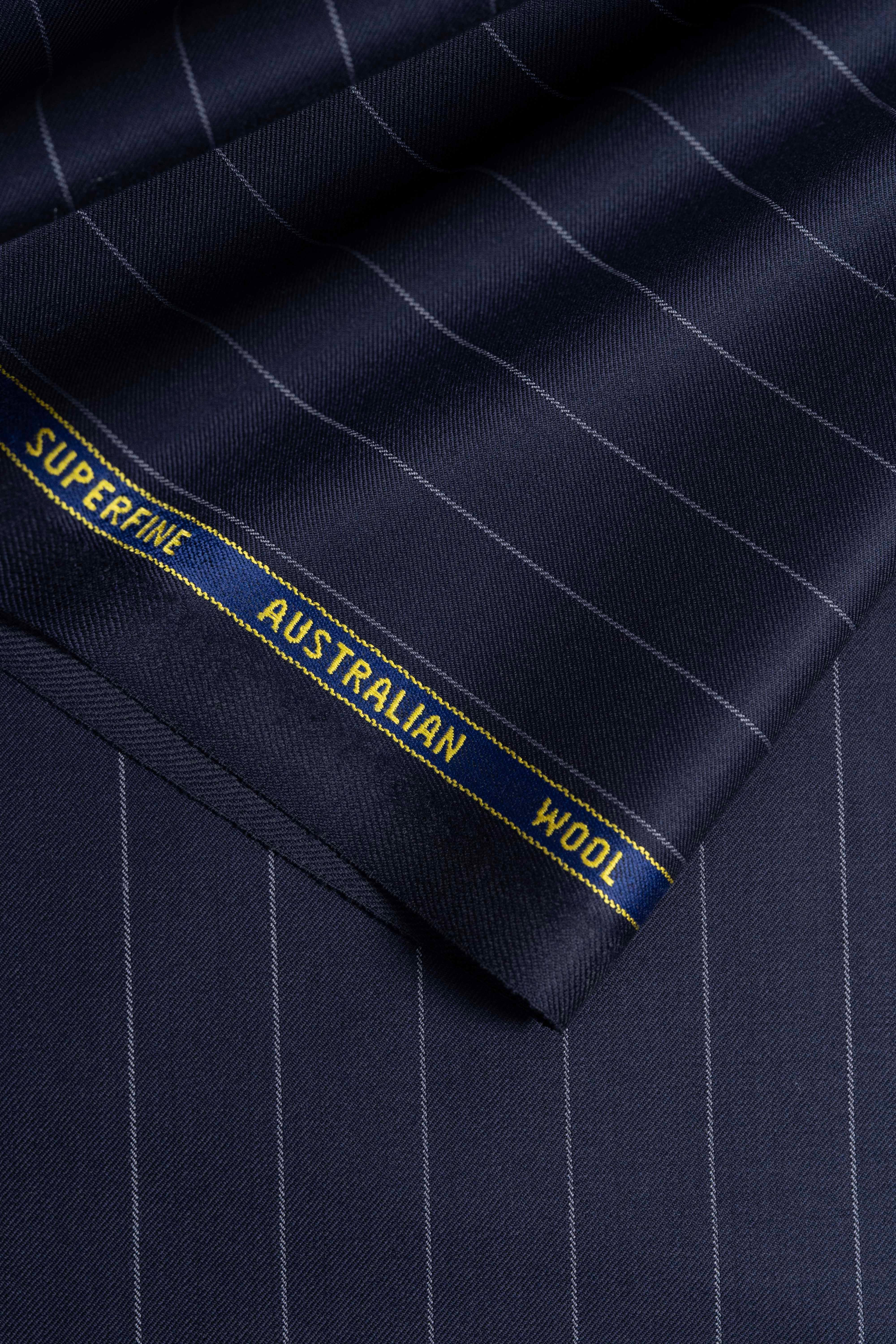 Zegna 15 Milmil 15 Dark Navy Wool Suit Fabric-3m - Yoo's Club