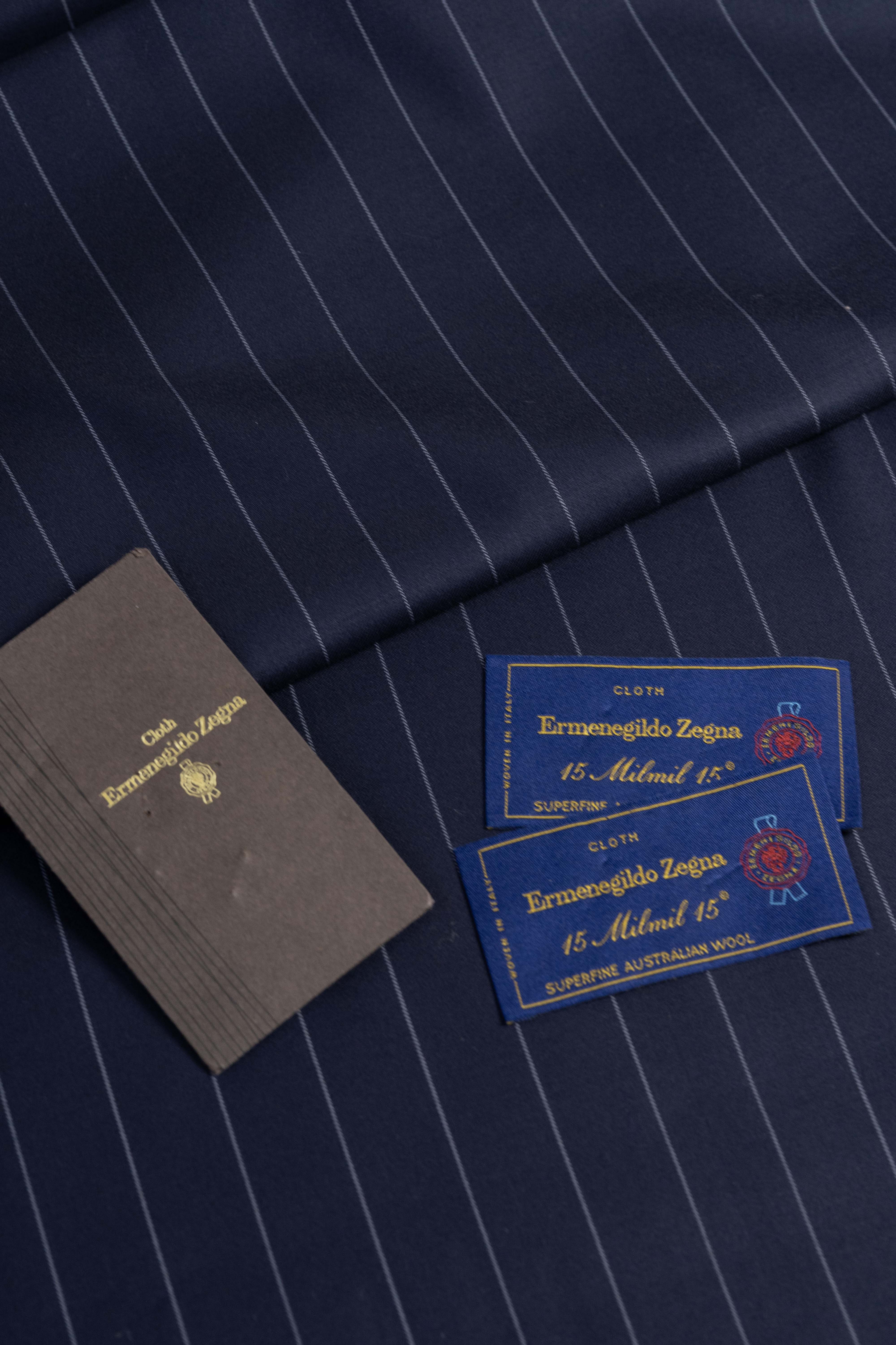 Zegna 15 Milmil 15 Dark Navy Wool Suit Fabric-3m - Yoo's Club
