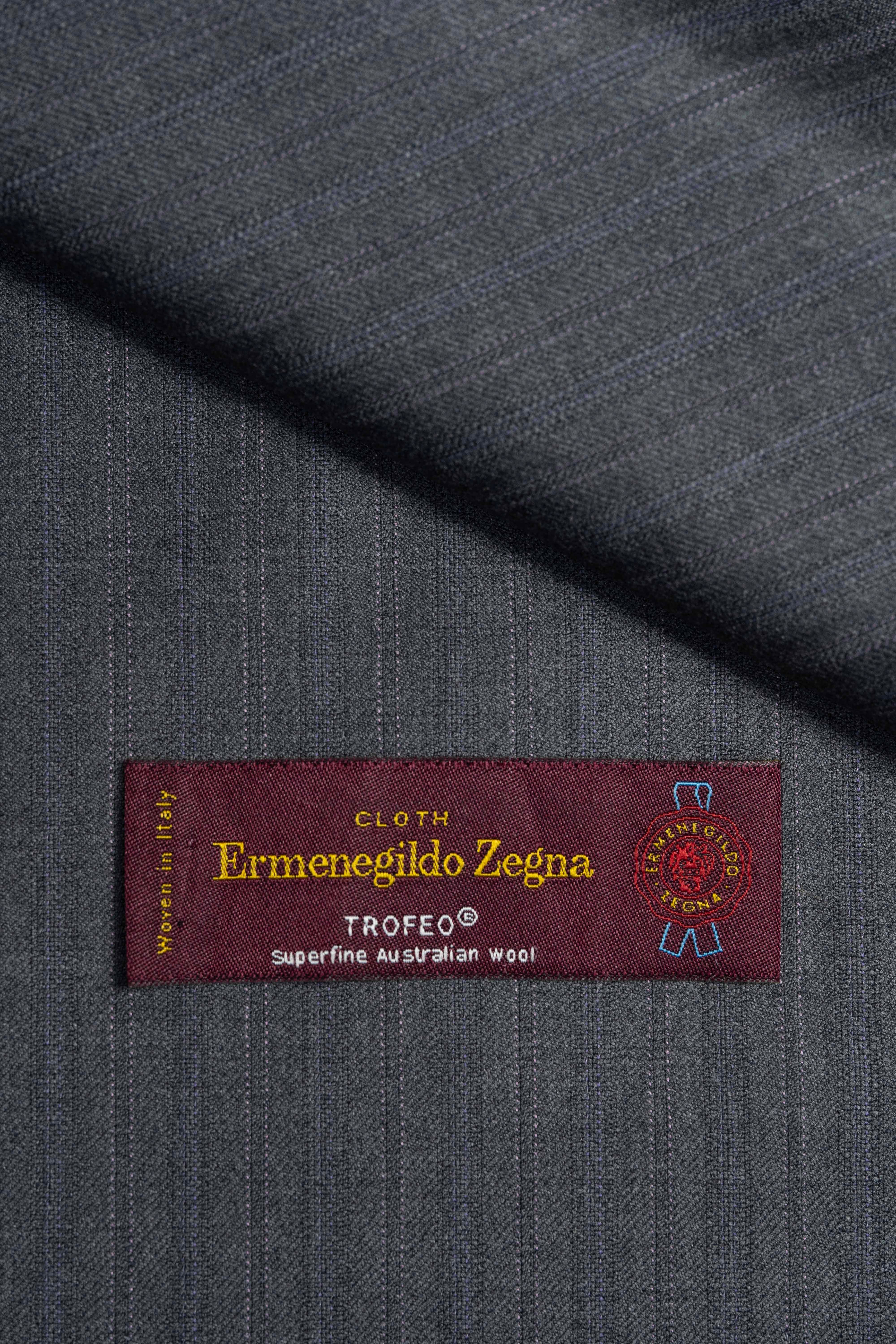 Zegna Trofeo Grey Stripe Superfine Australian Wool Suit Fabric -3.3m - Yoo's Club
