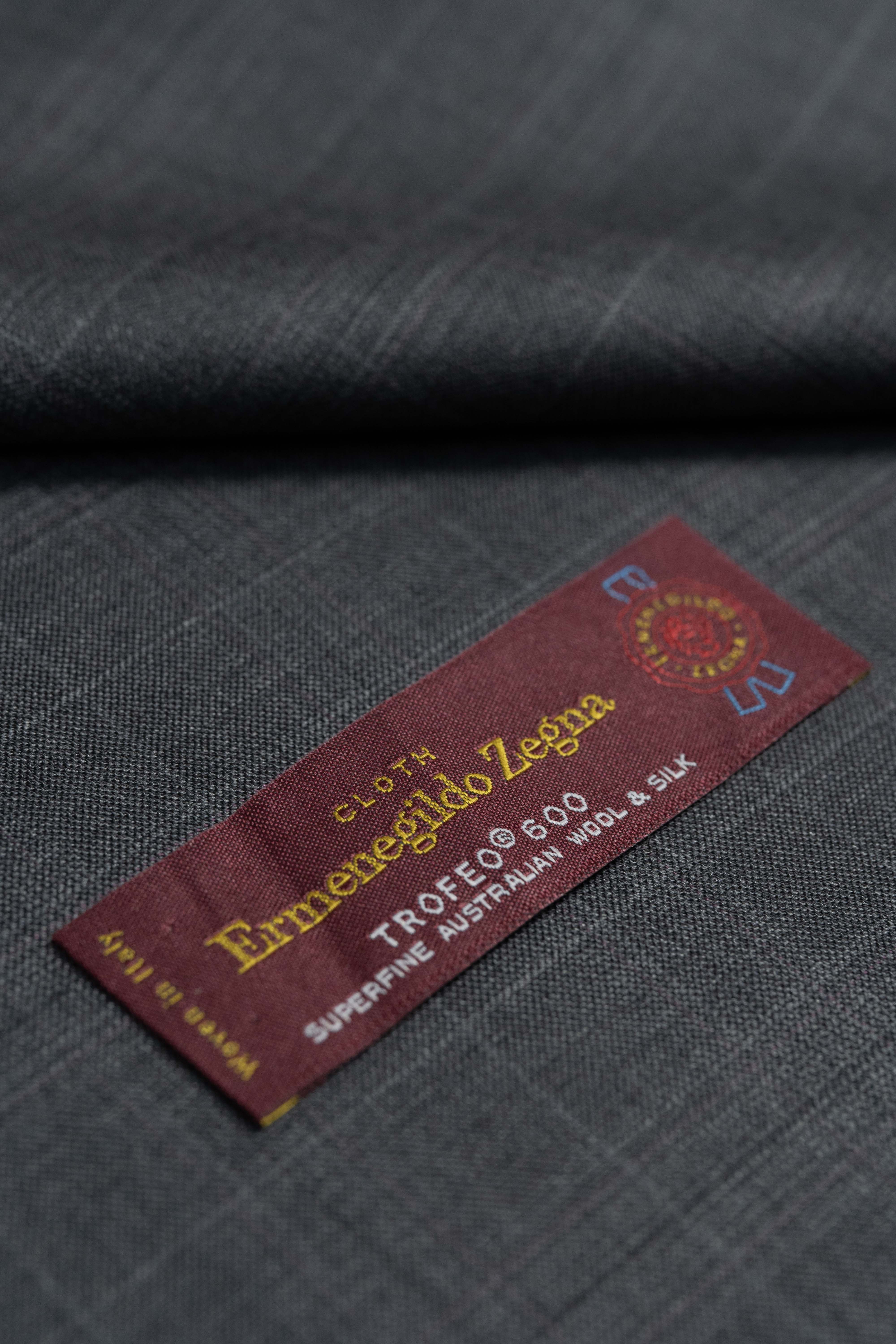 Zegna Trofeo Charcoal Check Superfine Australian Wool & Silk Suit Fabric -3.2m - Yoo's Club