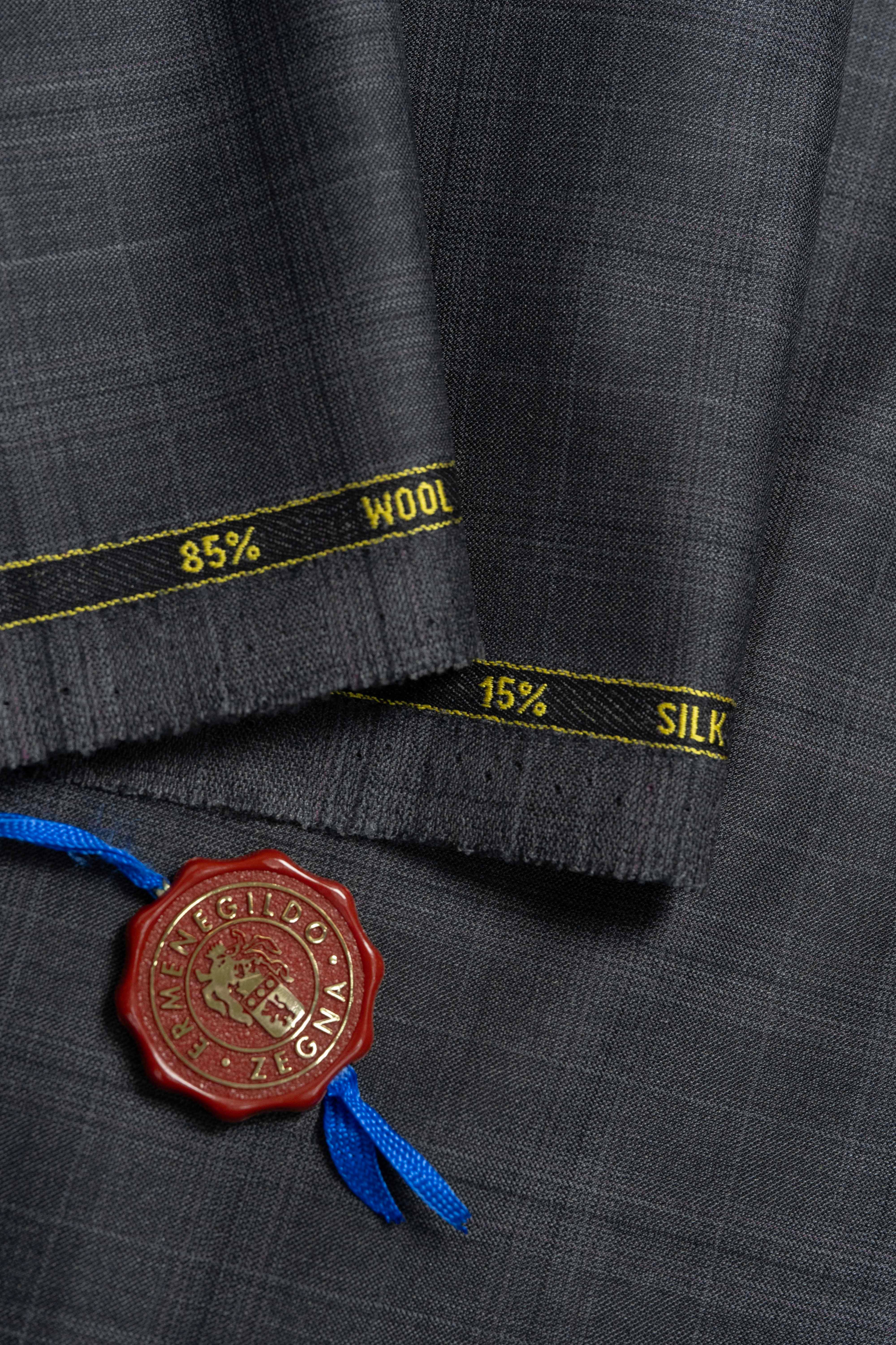 Zegna Trofeo Charcoal Check Superfine Australian Wool & Silk Suit Fabric -3.2m - Yoo's Club