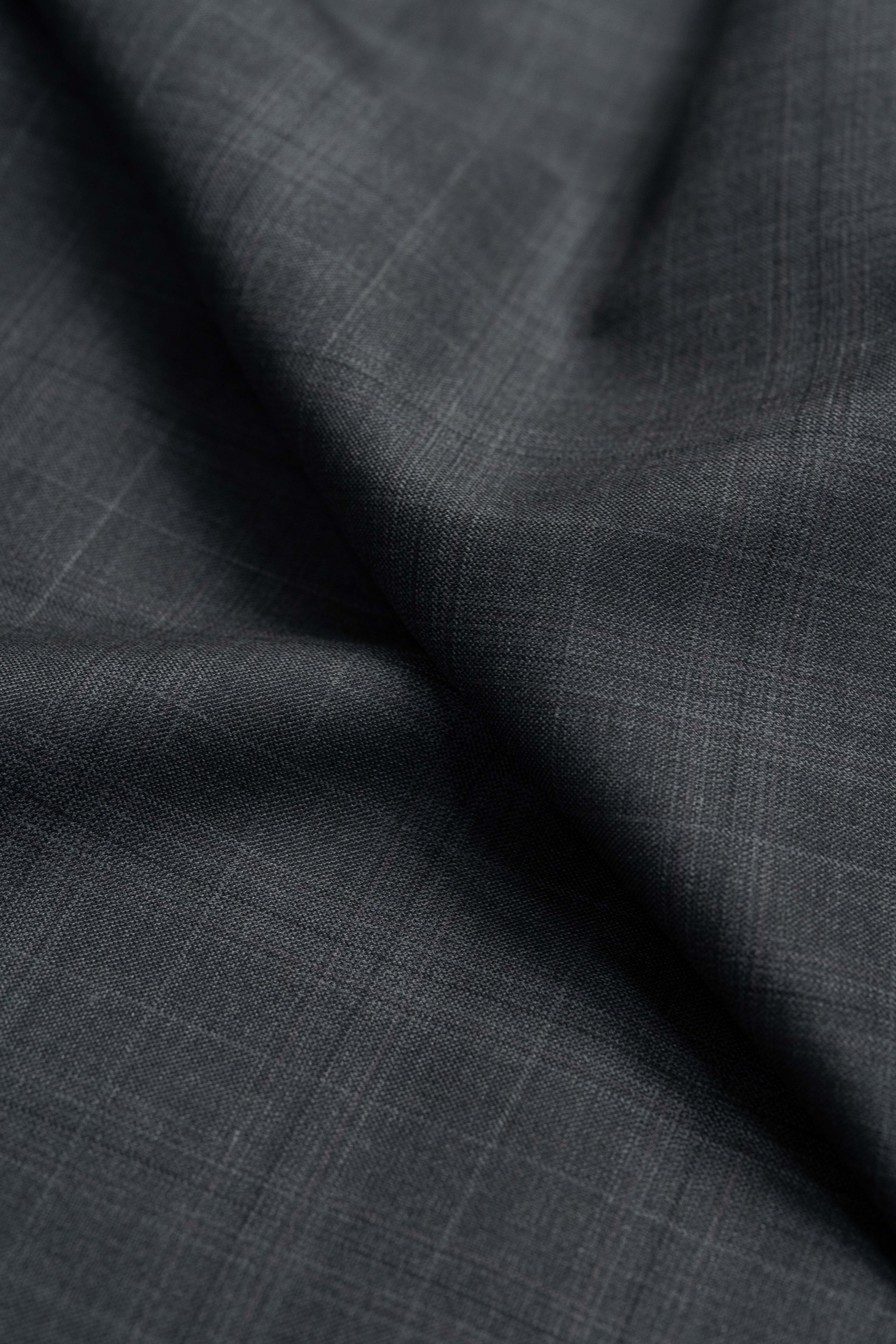 Zegna Trofeo Charcoal Check Superfine Australian Wool & Silk Suit Fabric -3.2m - Yoo's Club