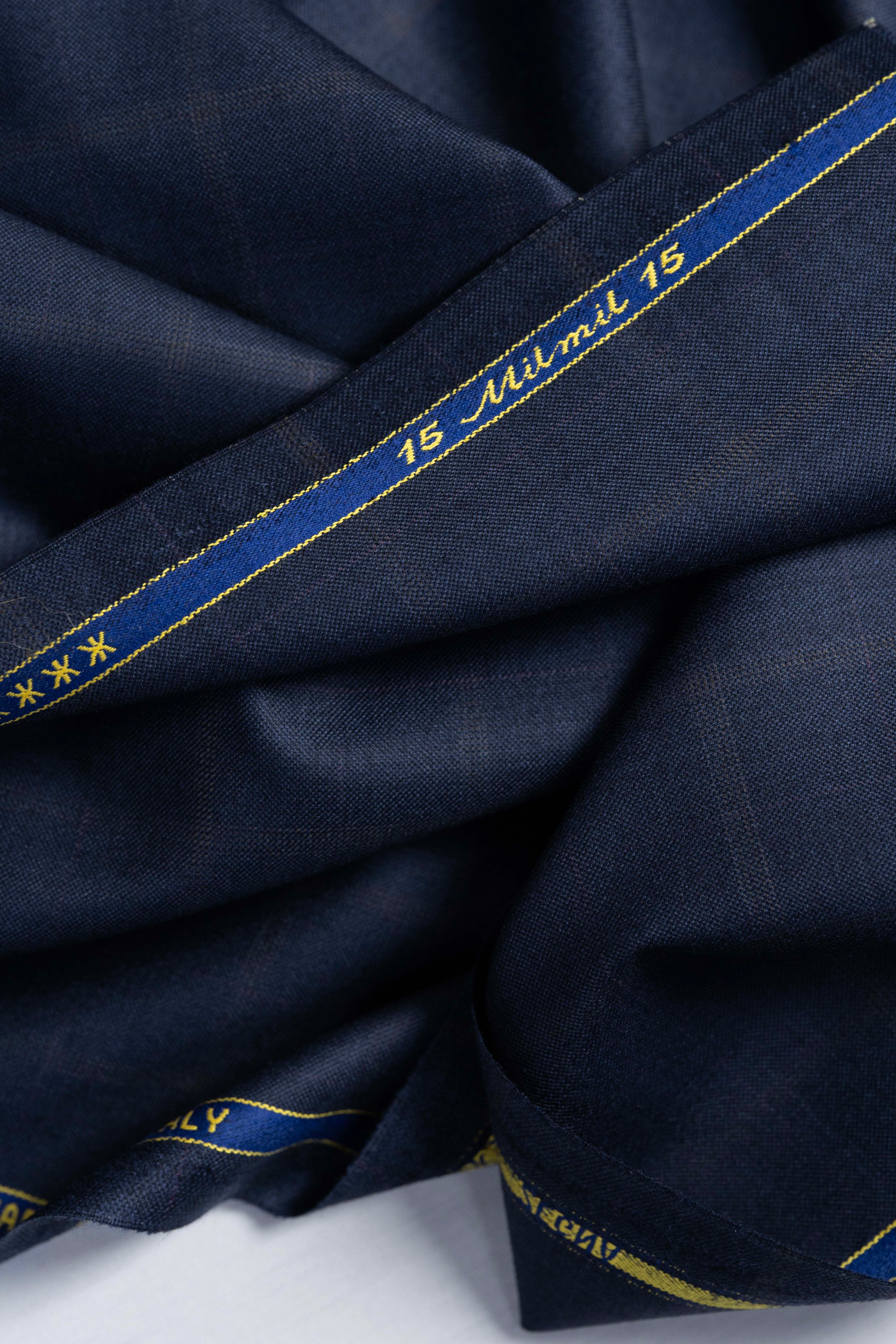 Zegna 15 Milmil 15 Navy Check Wool Suit Fabric-3.1m - Yoo's Club