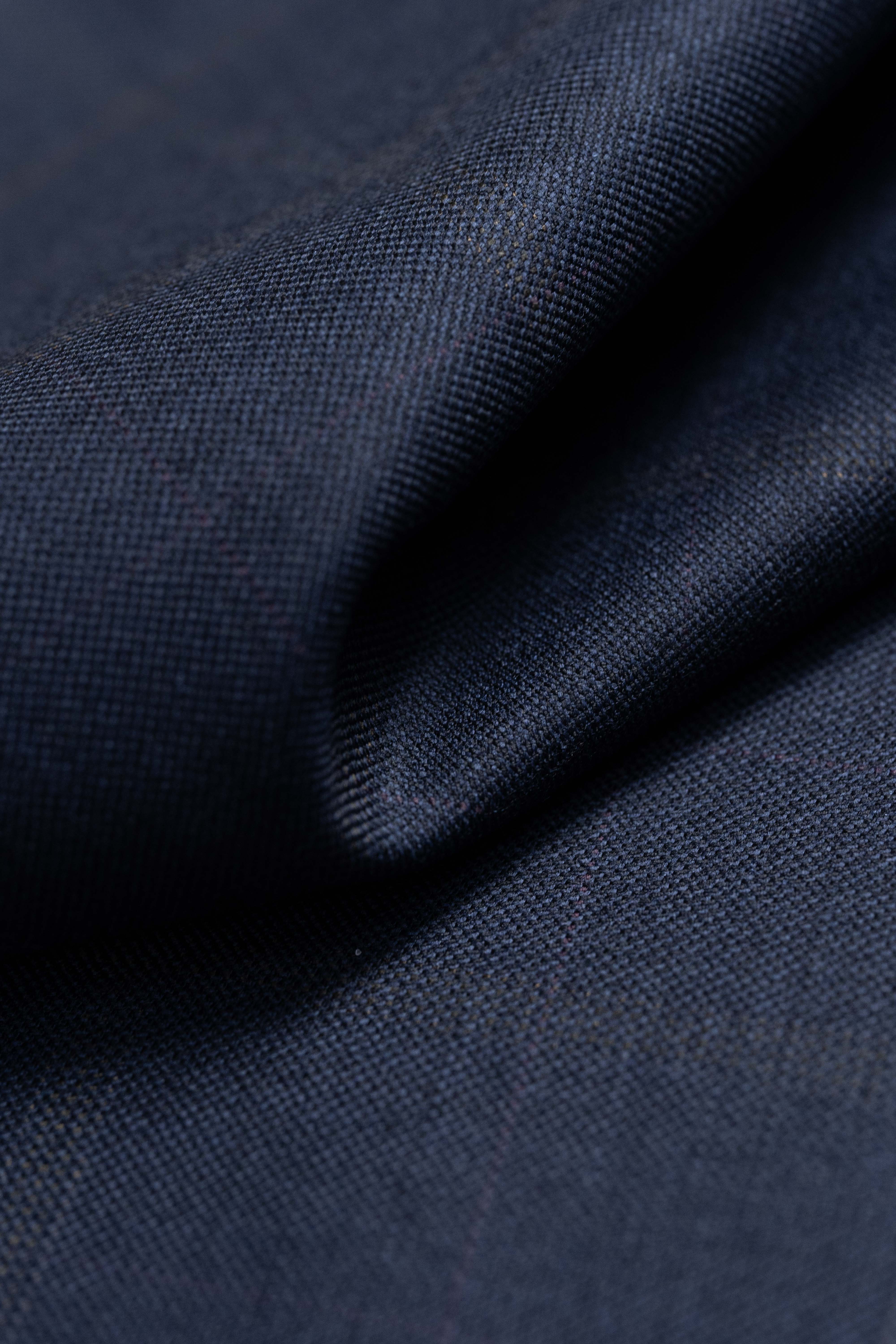 Zegna 15 Milmil 15 Navy Check Wool Suit Fabric-3.1m - Yoo's Club