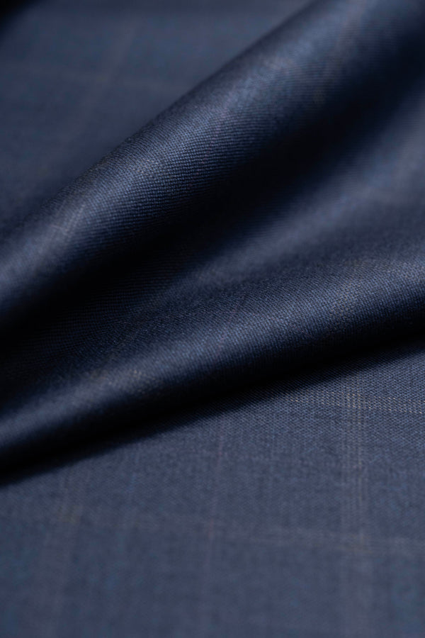 Zegna 15 Milmil 15 Navy Check Wool Suit Fabric-3.1m