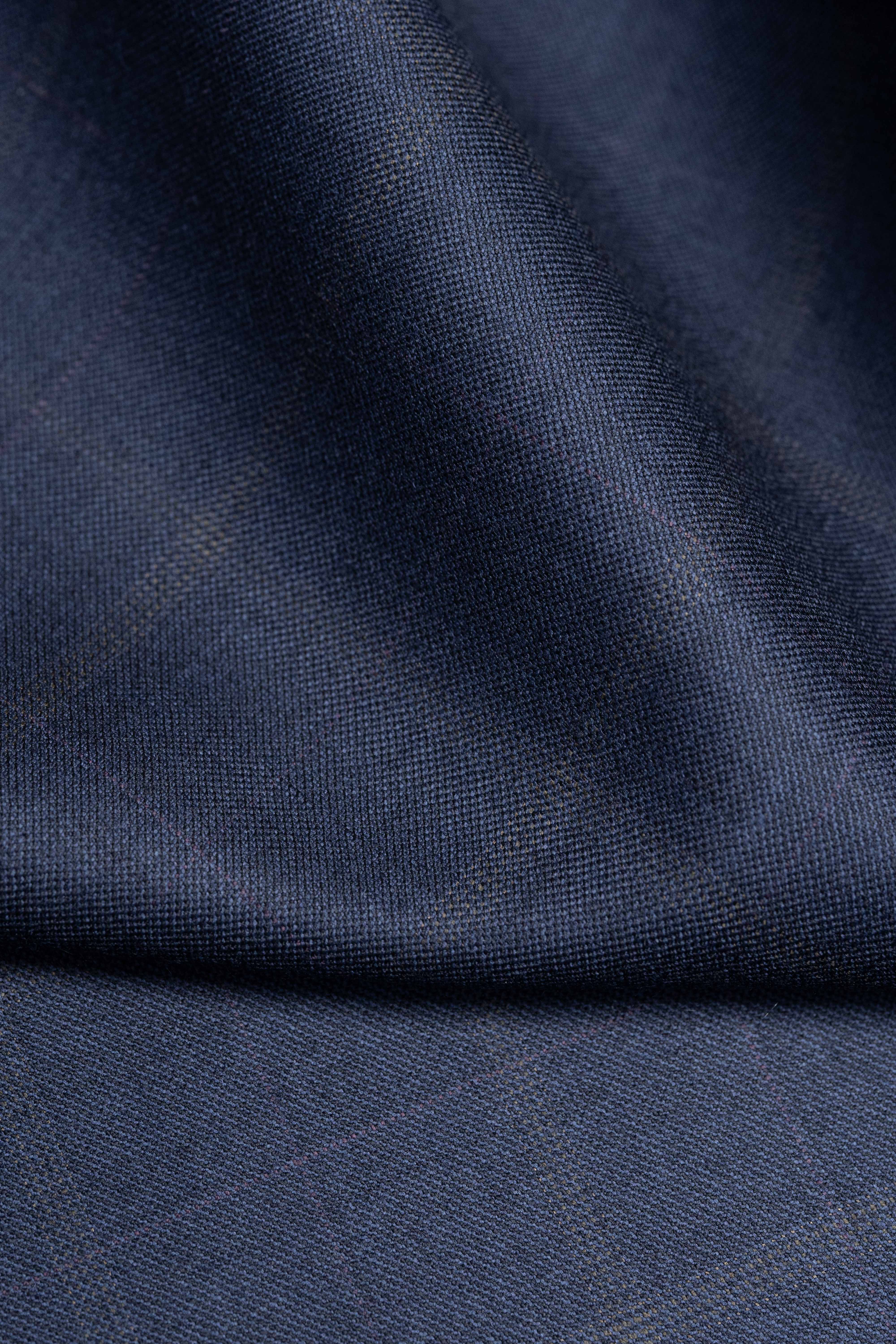 Zegna 15 Milmil 15 Navy Check Wool Suit Fabric-3.1m - Yoo's Club