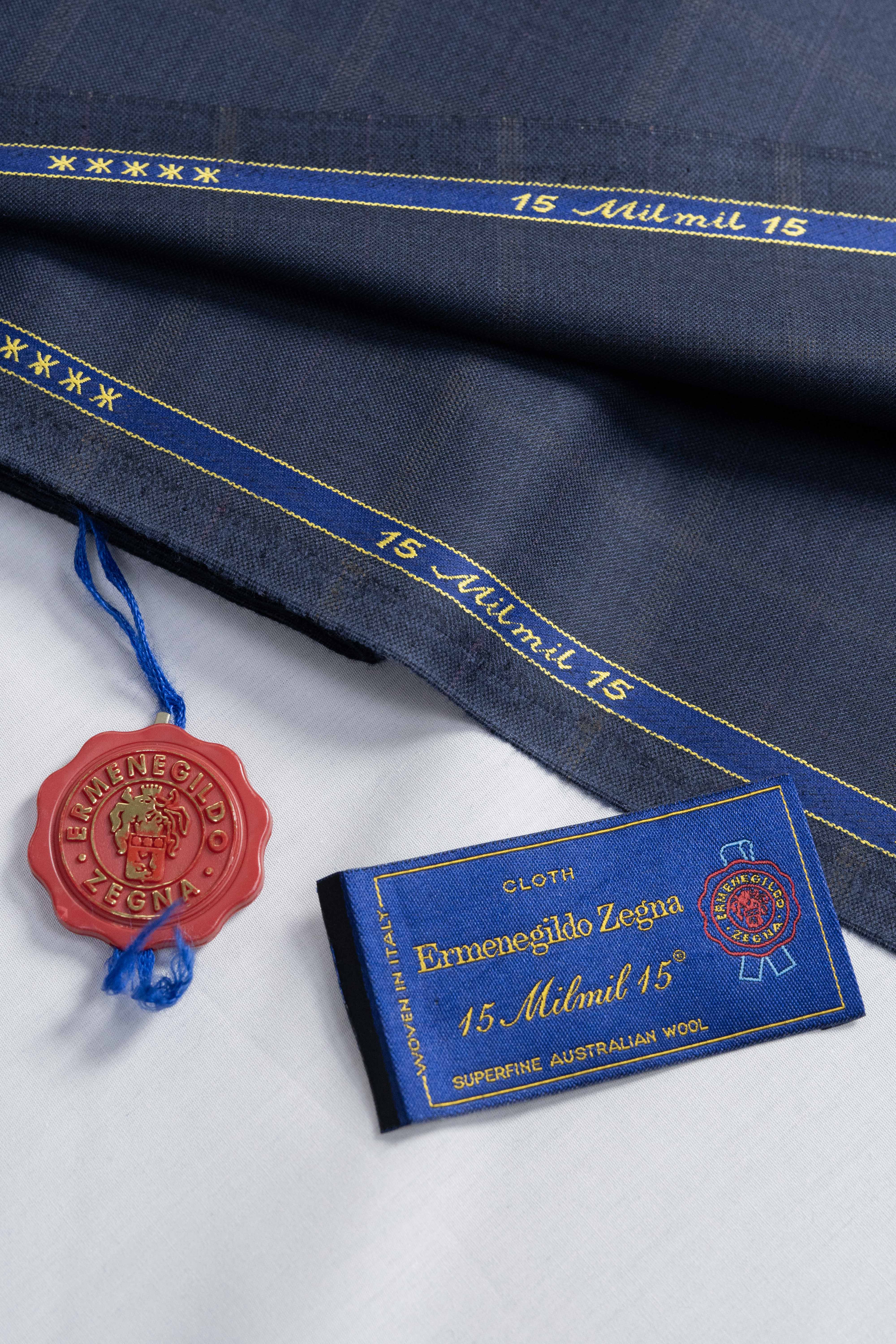 Zegna 15 Milmil 15 Navy Check Wool Suit Fabric-3.1m - Yoo's Club