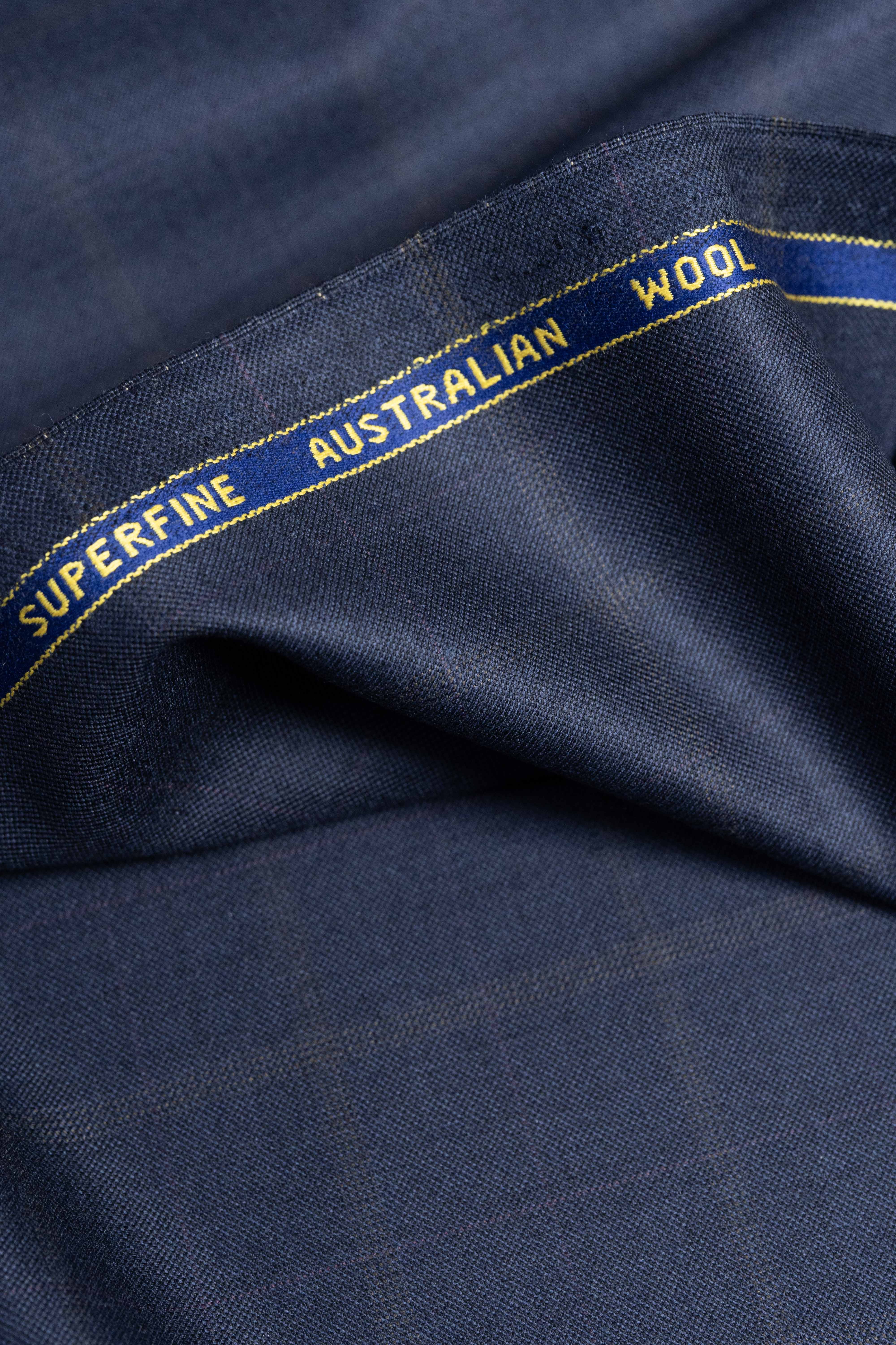 Zegna 15 Milmil 15 Navy Check Wool Suit Fabric-3.1m - Yoo's Club