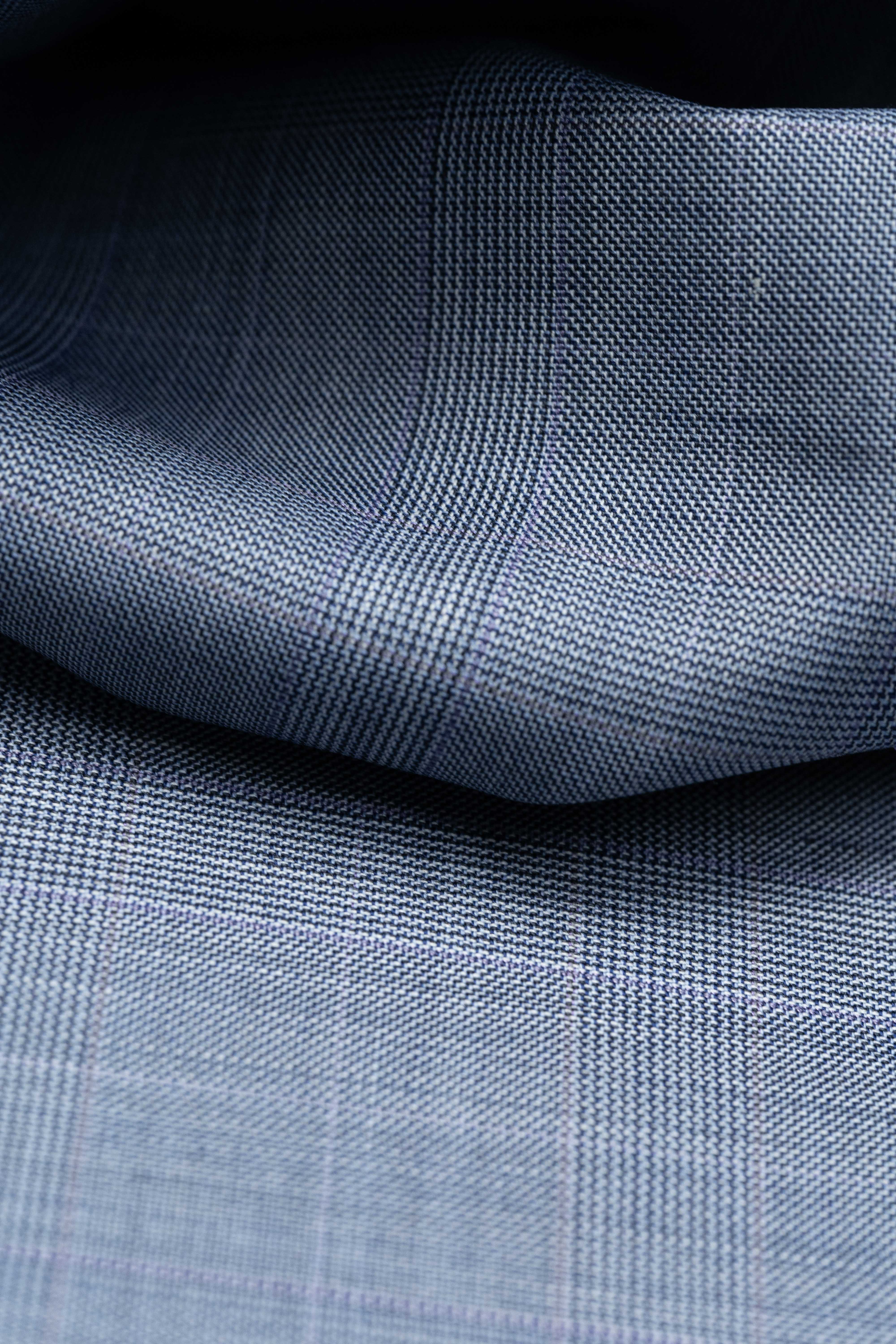 Zegna Traveller Blue Check Superfine Australian Wool Suit Fabric -3.1m - Yoo's Club