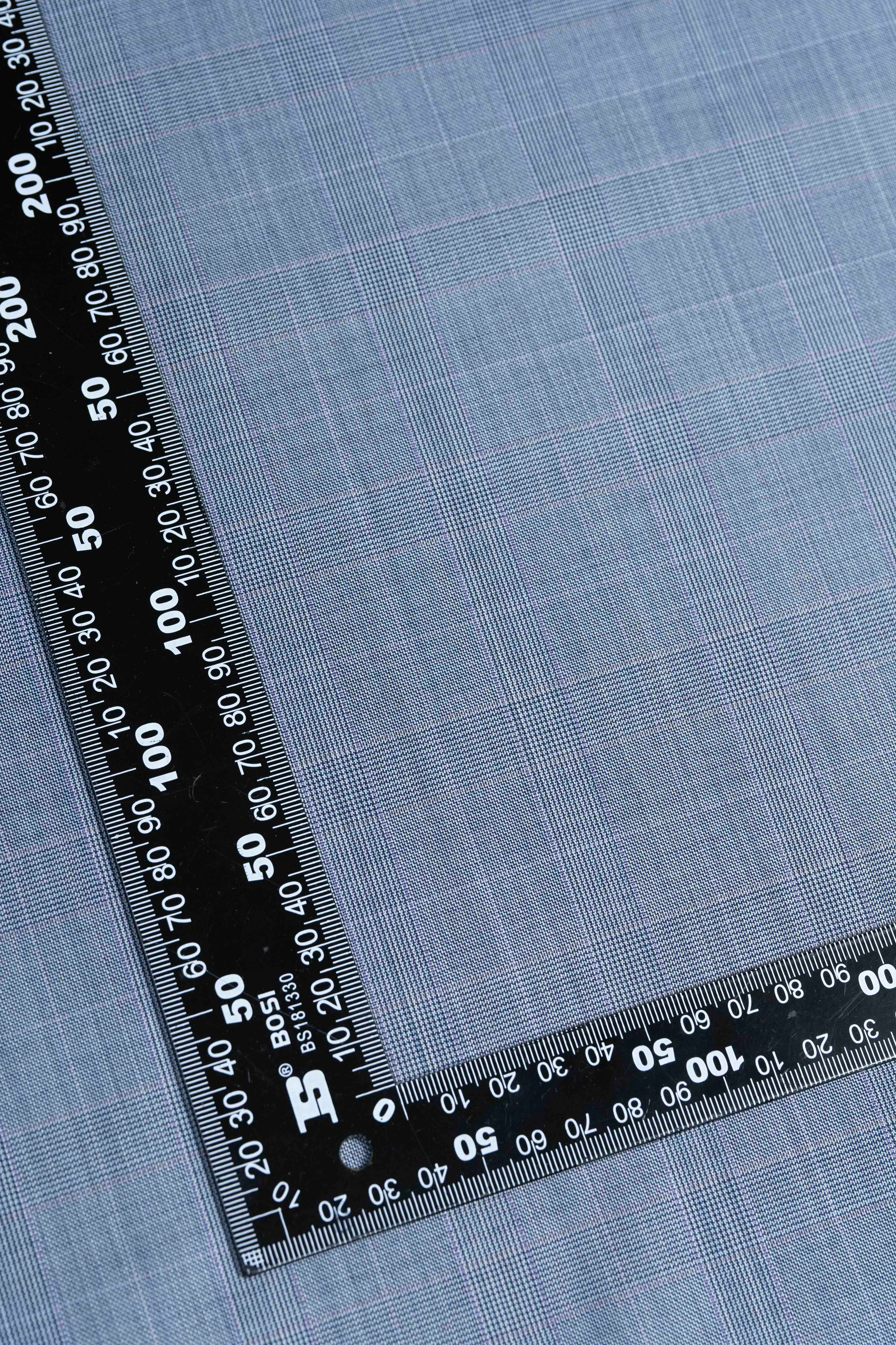 Zegna Traveller Blue Check Superfine Australian Wool Suit Fabric -3.1m - Yoo's Club