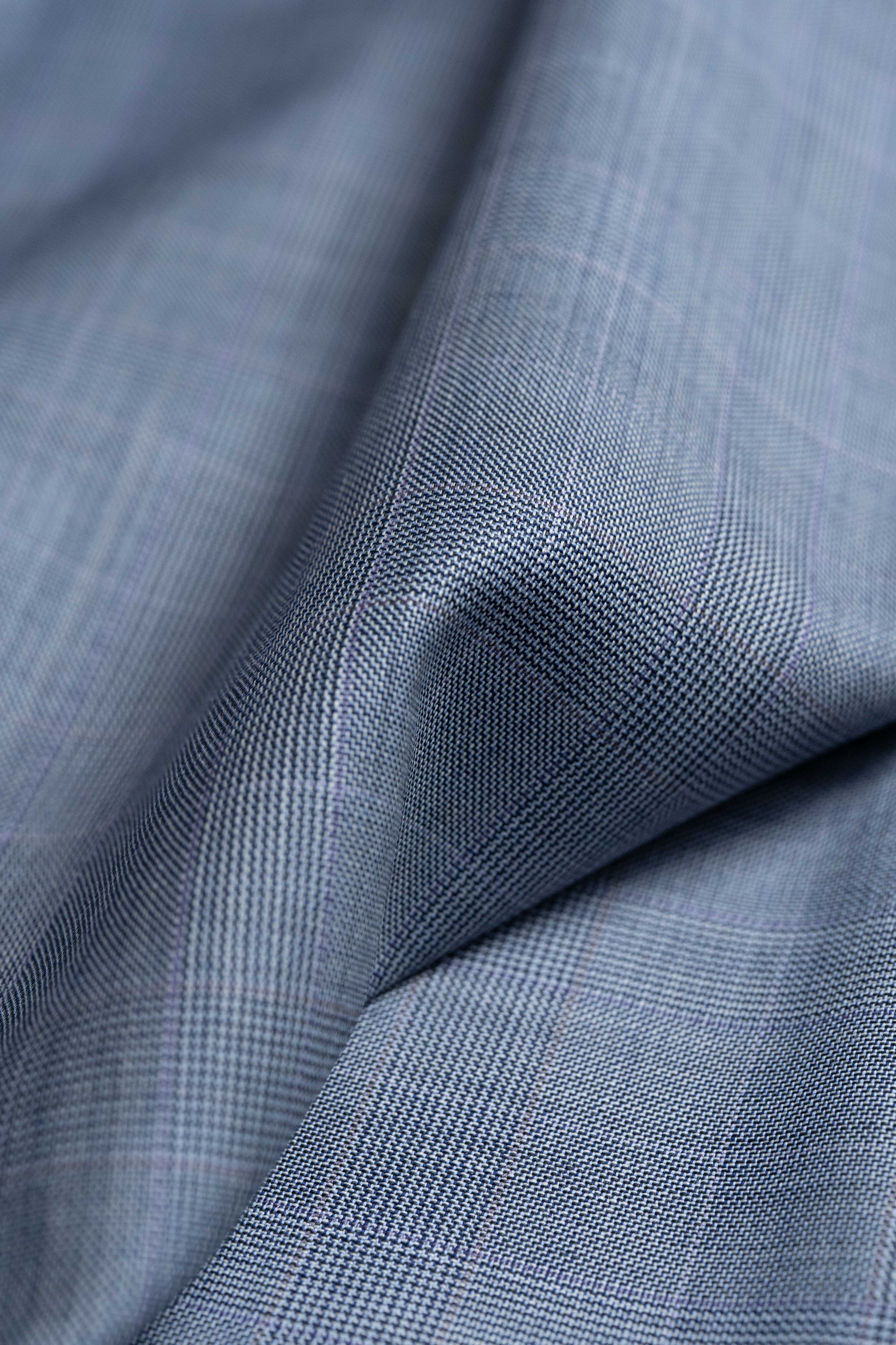 Zegna Traveller Blue Check Superfine Australian Wool Suit Fabric -3.1m - Yoo's Club