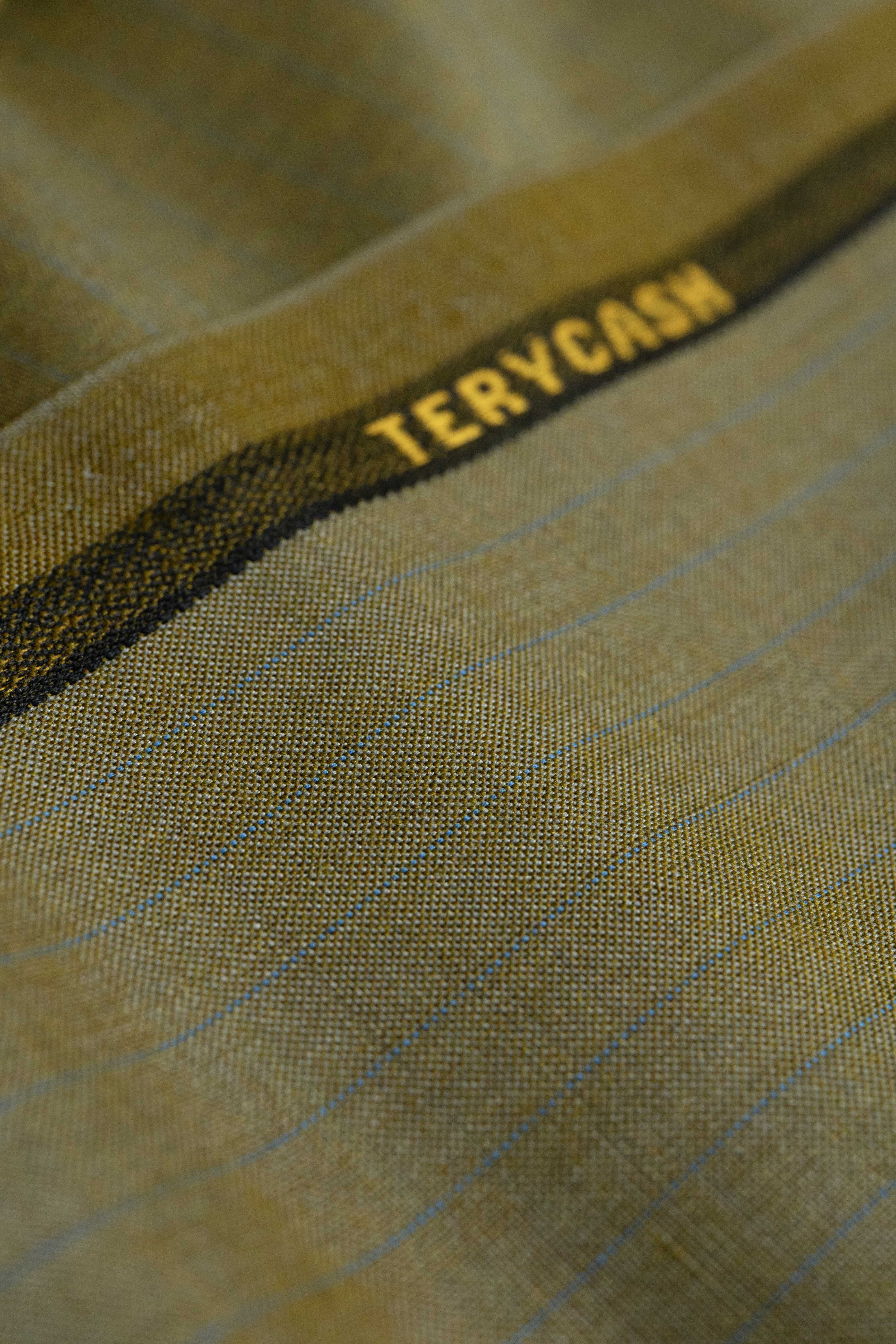 Golden Brown Stripe Terycash Suit Fabric (V23700)-3m - Yoo's Club