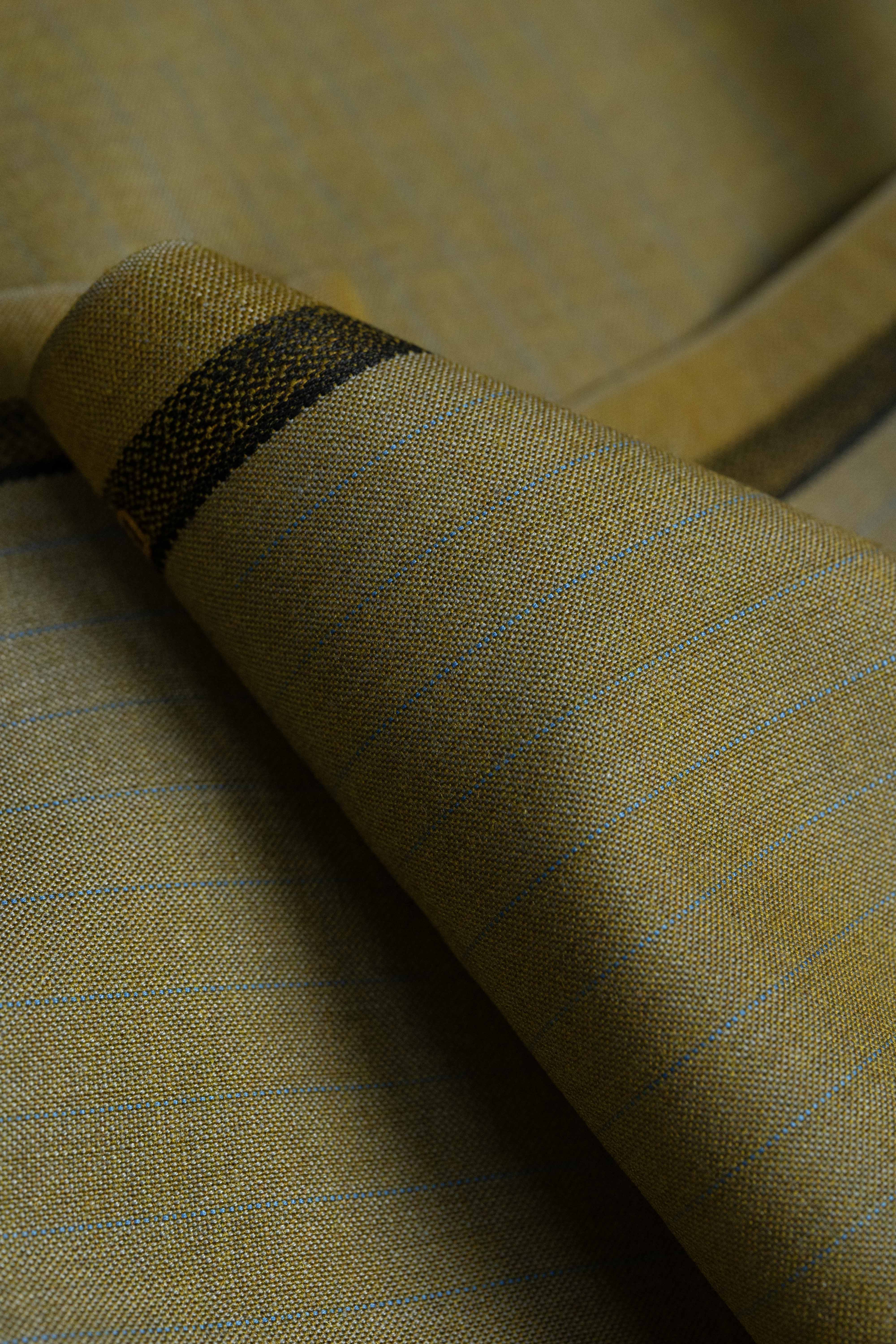 Golden Brown Stripe Terycash Suit Fabric (V23700)-3m - Yoo's Club