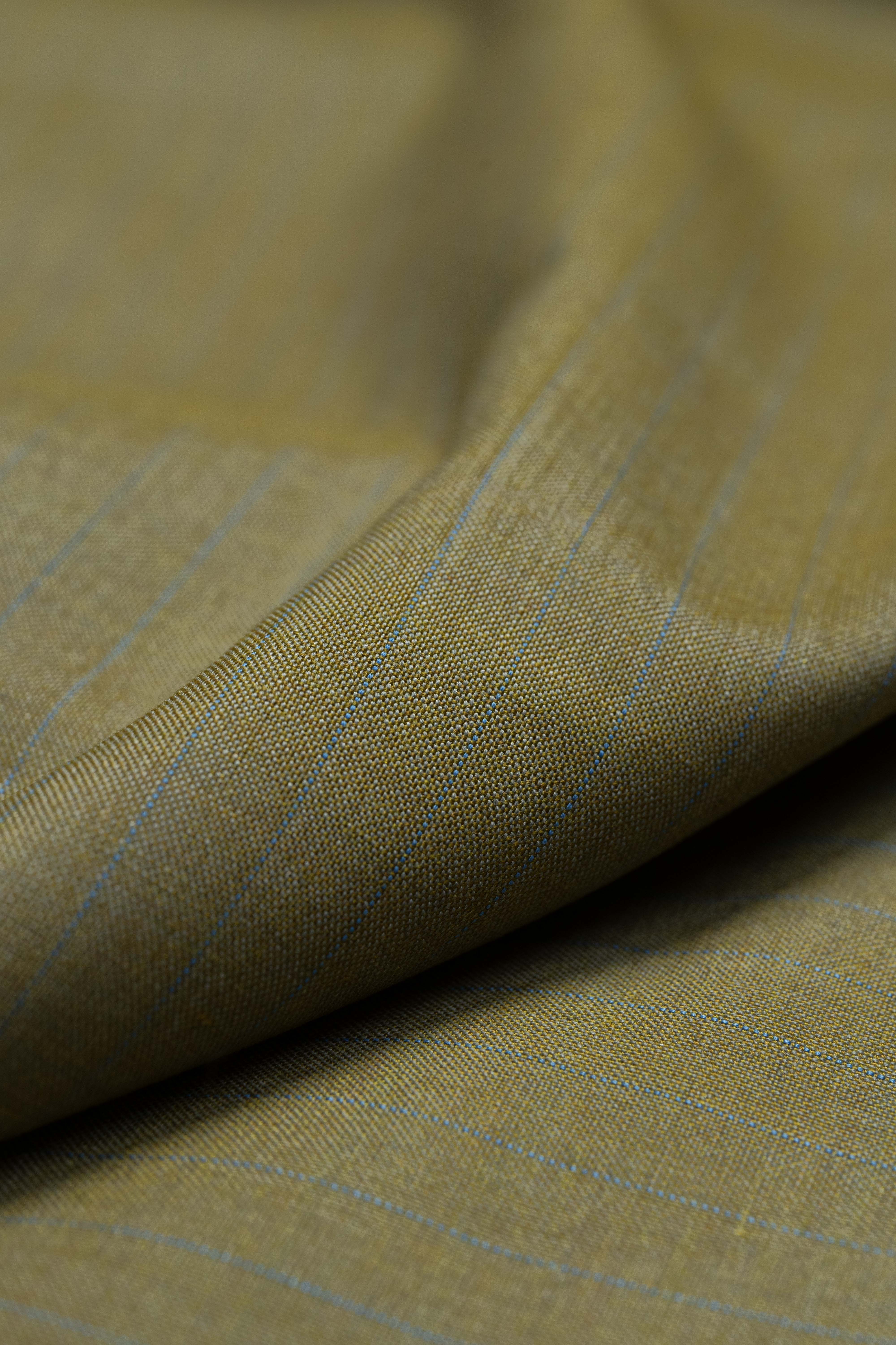 Golden Brown Stripe Terycash Suit Fabric (V23700)-3m - Yoo's Club