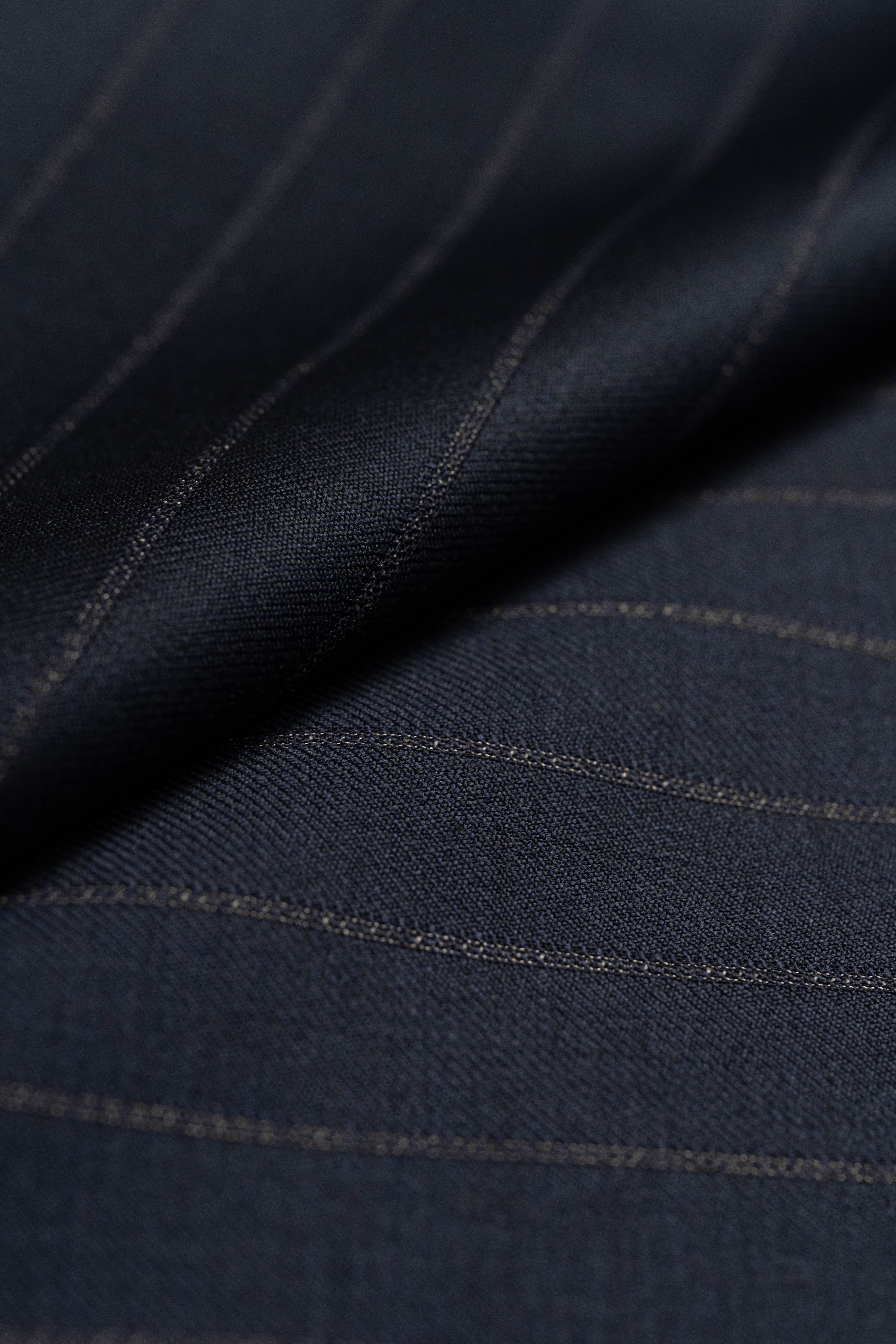 CERRUTI 1881 Midnight Blue Stripe Wool Suit Fabric (V23705)-3.3m - Yoo's Club