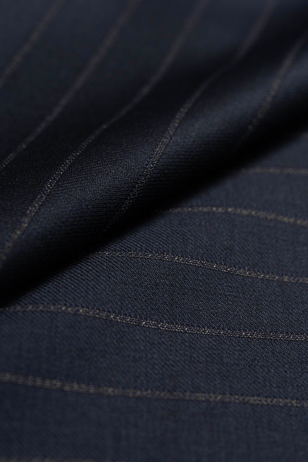 CERRUTI 1881 Midnight Blue Stripe Wool Suit Fabric (V23705)-3.3m