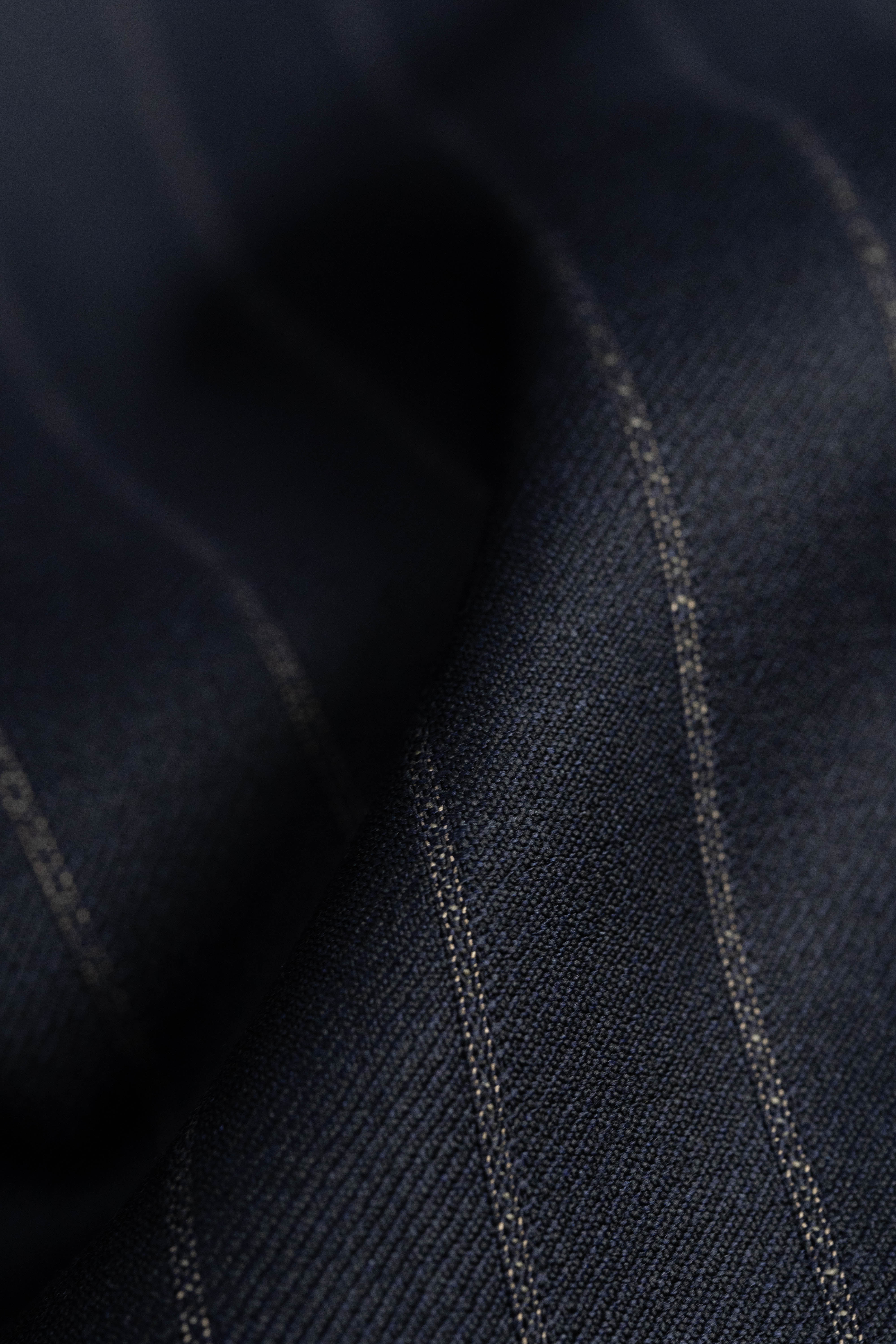 CERRUTI 1881 Midnight Blue Stripe Wool Suit Fabric (V23705)-3.3m - Yoo's Club