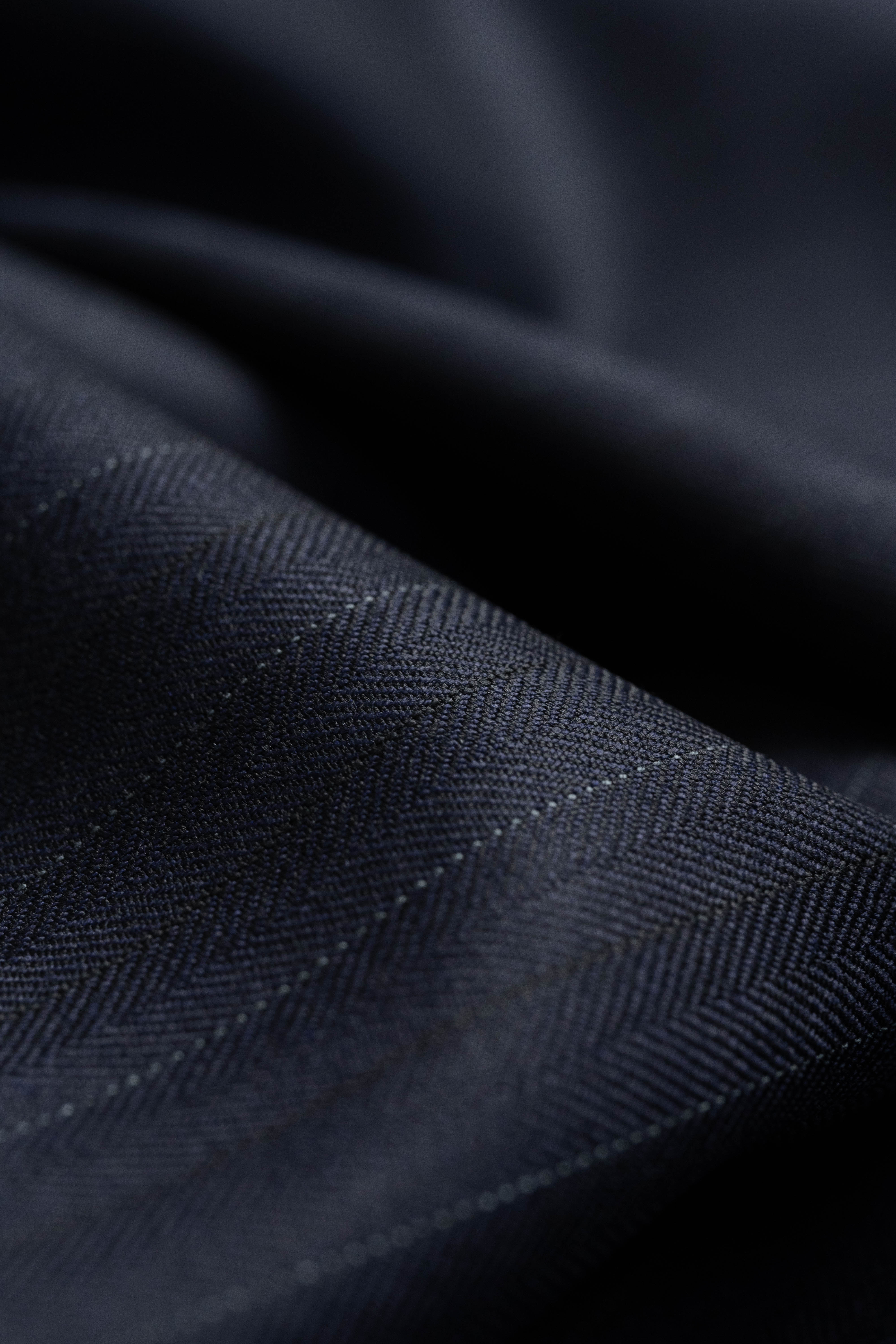 Dark Navy Herringbone Stripe Super 120's & Cashmere Suit Fabric (V23703)-3.1m - Yoo's Club