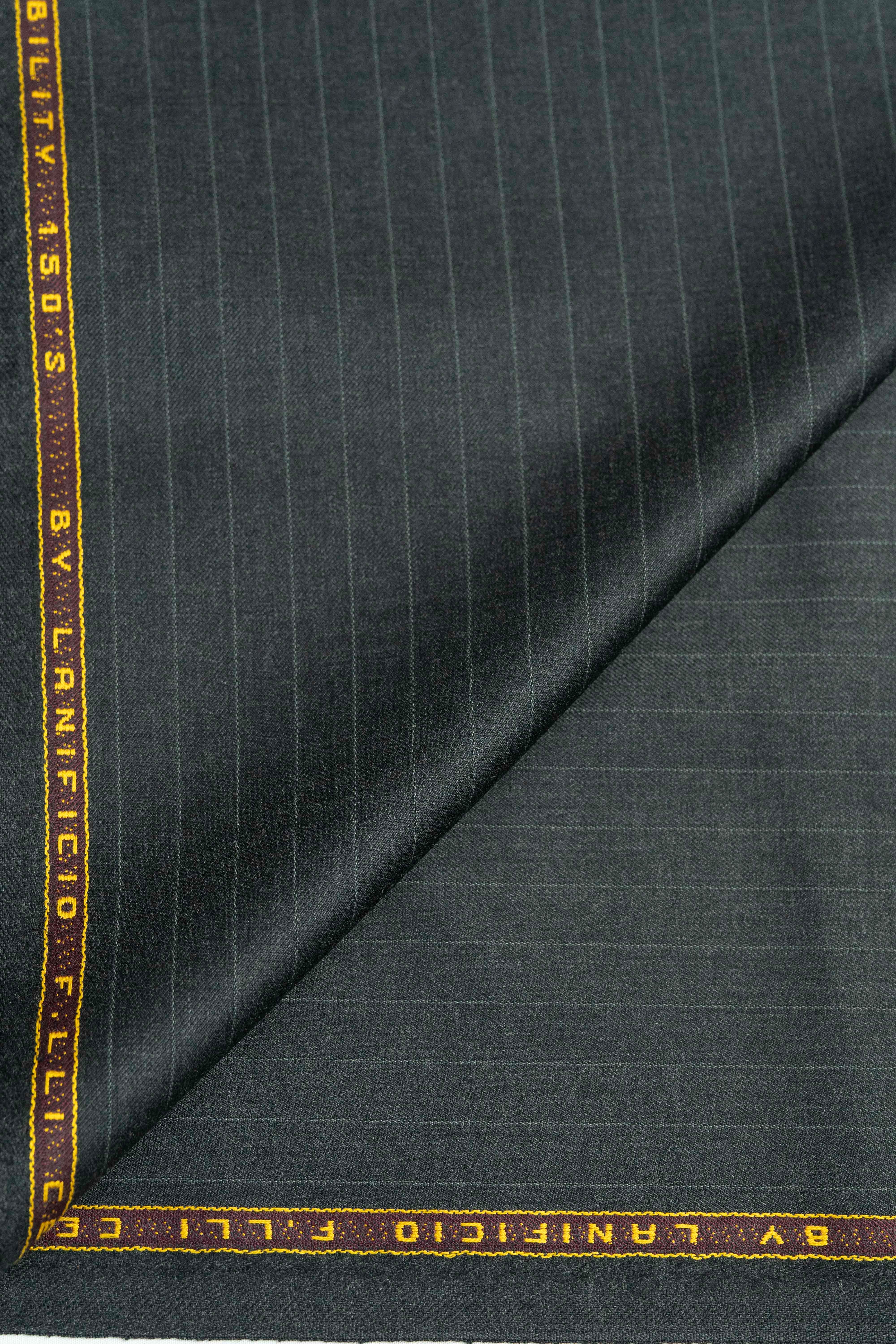 CERRUTI 1881 Charcoal Stripe Nobility Super 150's Wool (V23764)-3.2m - Yoo's Club