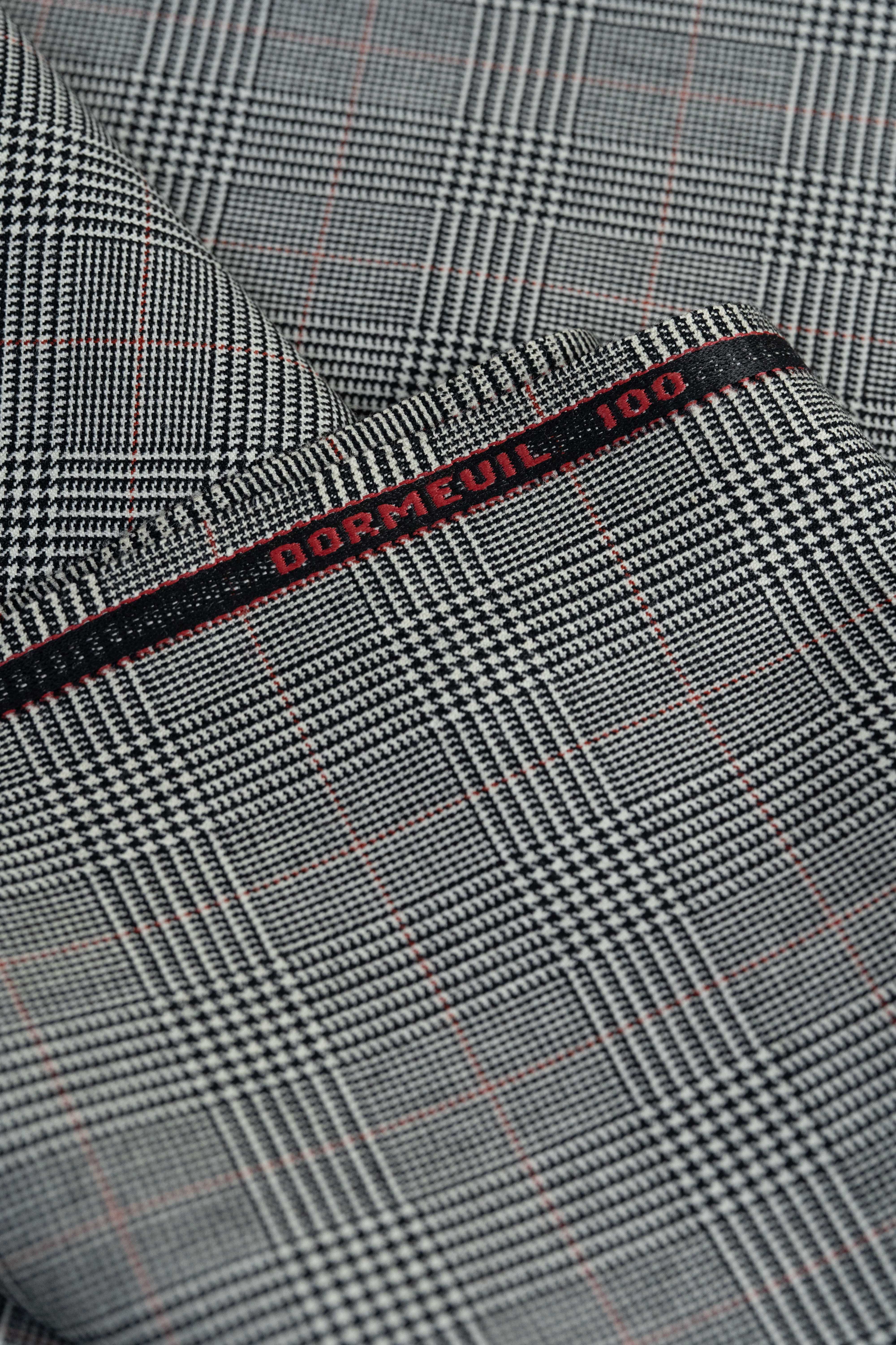 Dormeuil Red Glen Check Suit Jacket Fabric (V23746) -1.75m - Yoo's Club