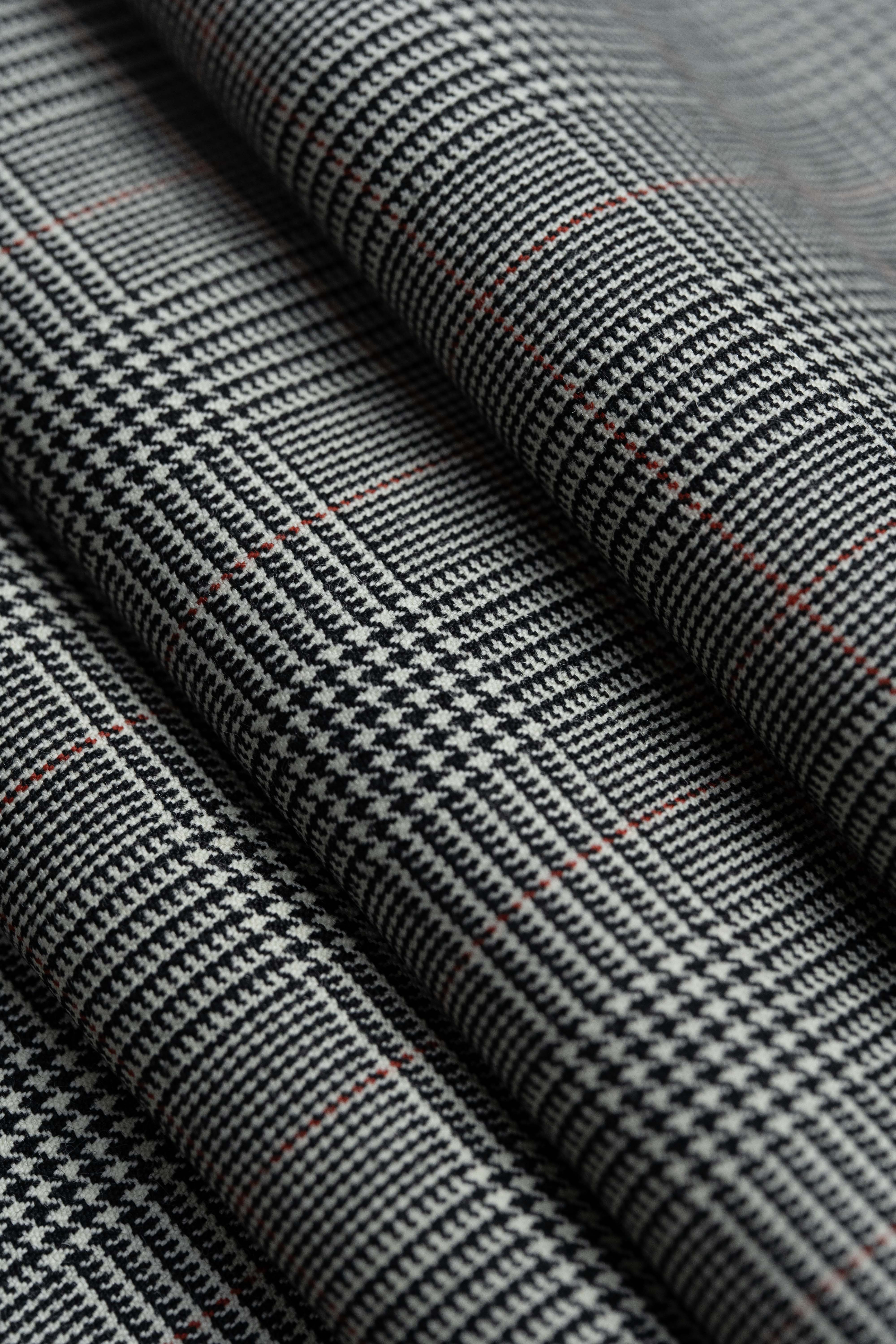 Dormeuil Red Glen Check Suit Jacket Fabric (V23746) -1.75m - Yoo's Club