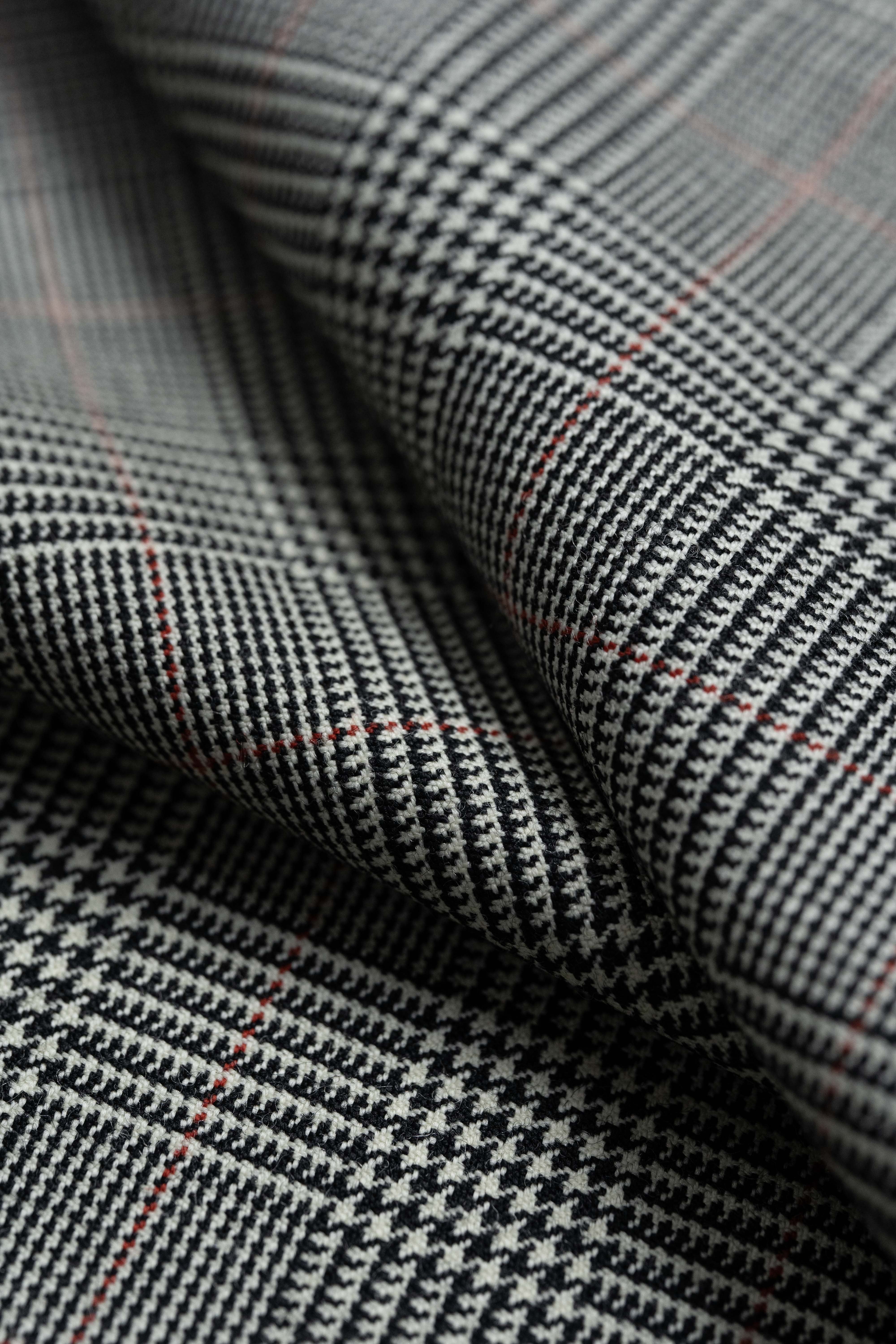 Dormeuil Red Glen Check Suit Jacket Fabric (V23746) -1.75m - Yoo's Club