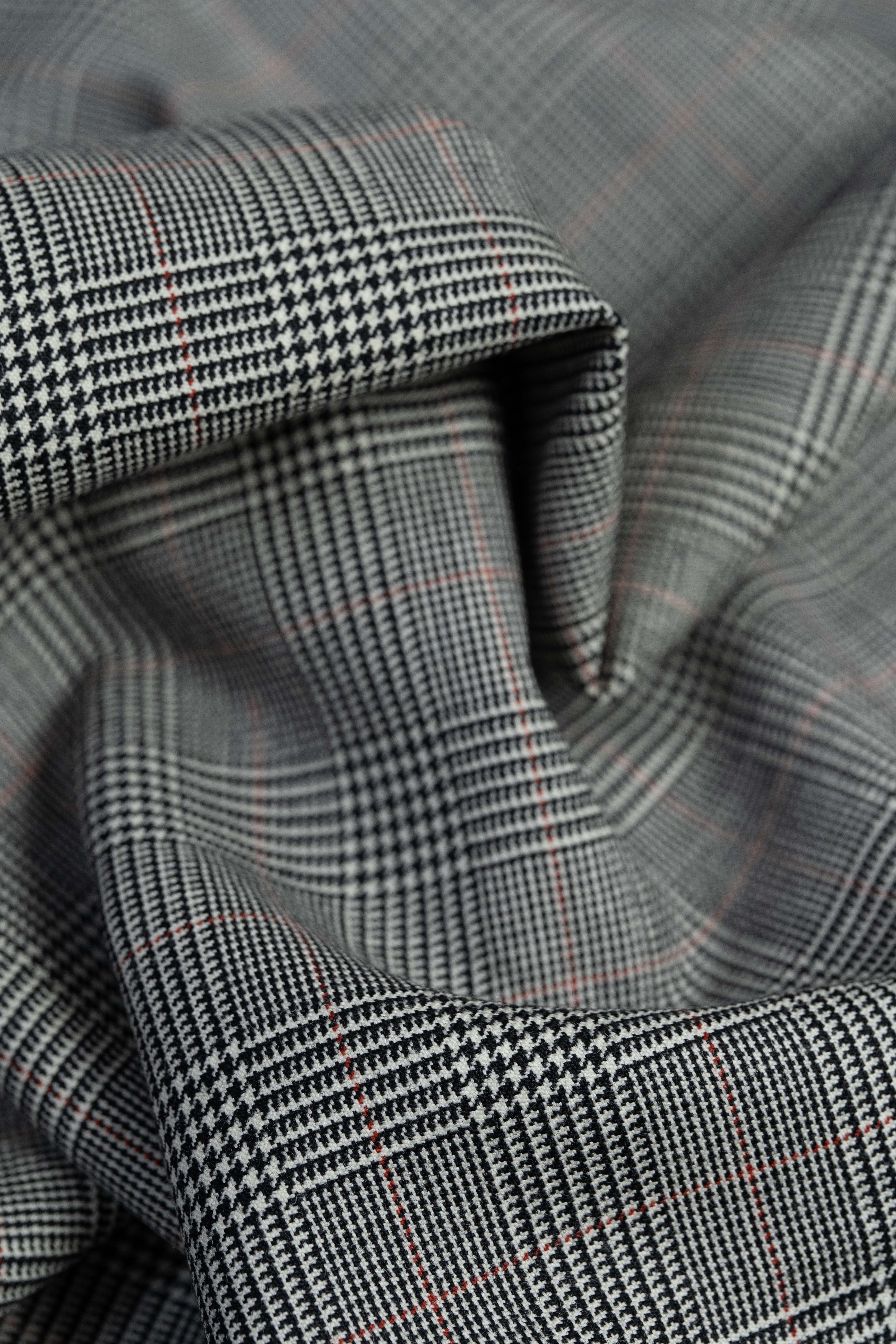 Dormeuil Red Glen Check Suit Jacket Fabric (V23746) -1.75m - Yoo's Club