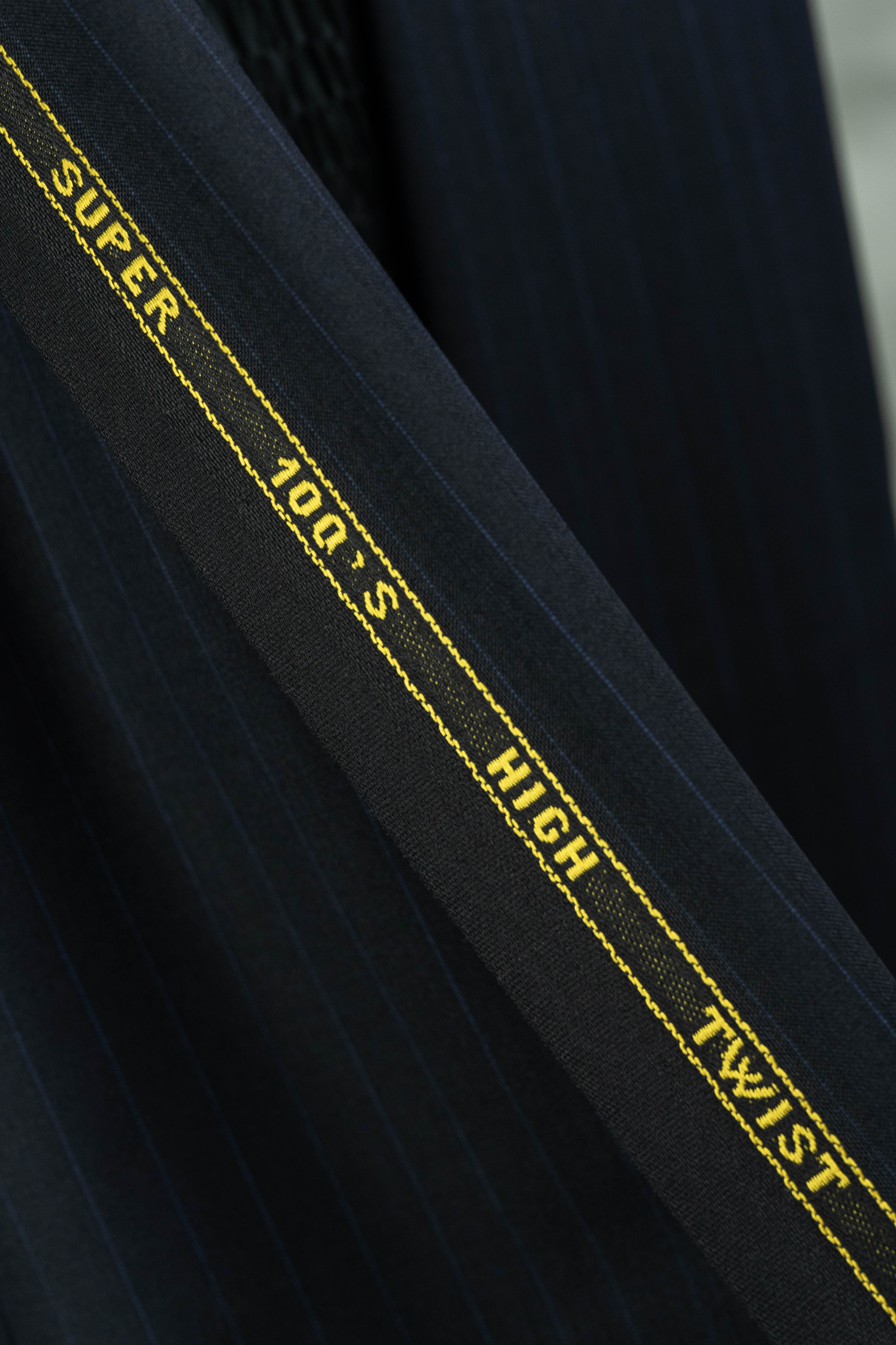 Italy Black Stripe High Lightweight Twist Suit Fabric (V23729)-3m - Yoo's Club