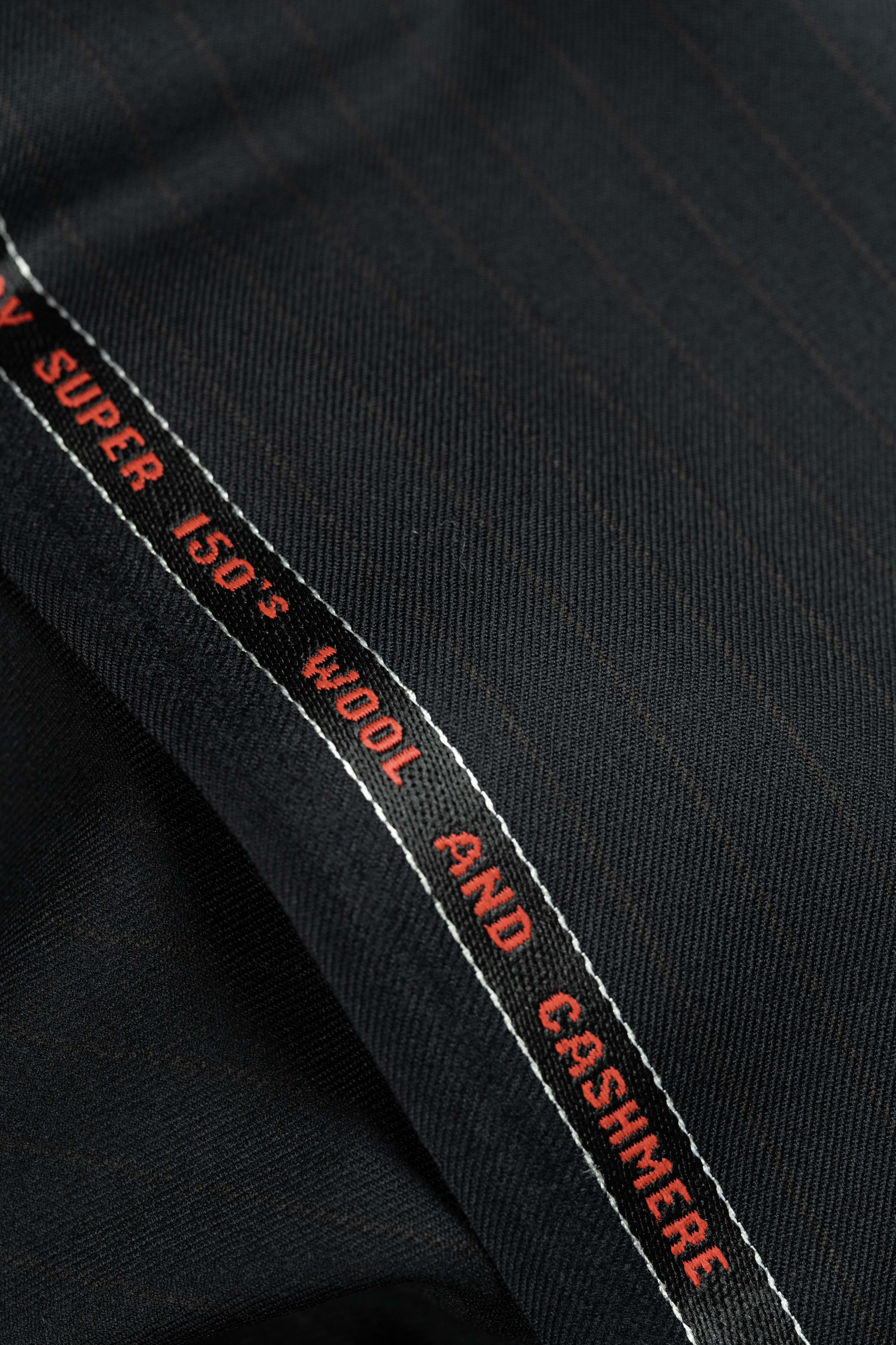 Yves Saint Laurent Black Copper Stripe Super 150's Wool & Cashmere Fabric -3.1m - Yoo's Club