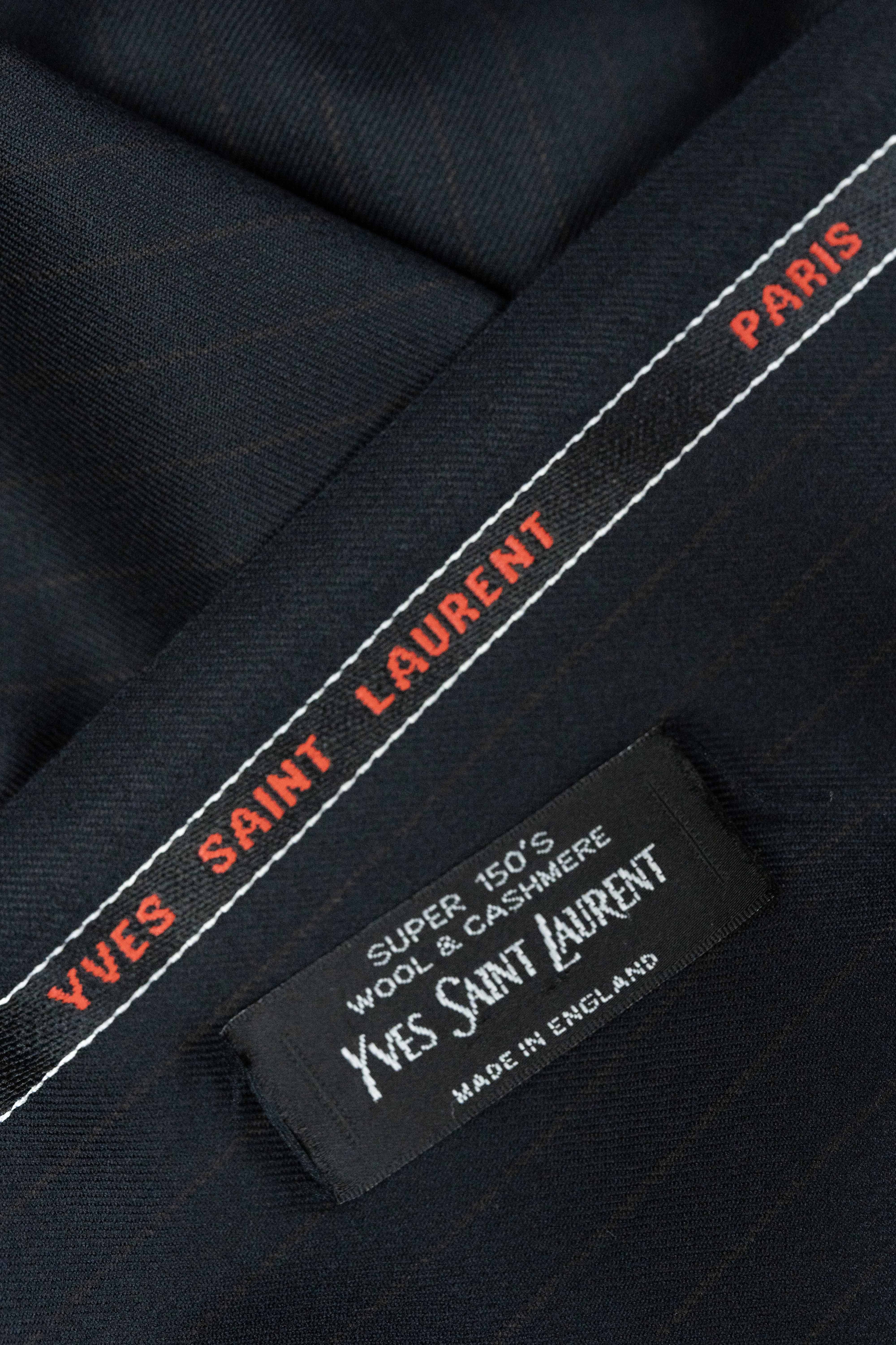Yves Saint Laurent Black Copper Stripe Super 150's Wool & Cashmere Fabric -3.1m - Yoo's Club