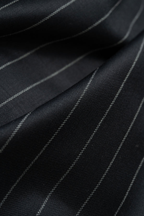 Tessuti Ferre Black Pinstripe Super 120's Wool Suit Fabric (V23736)-3m