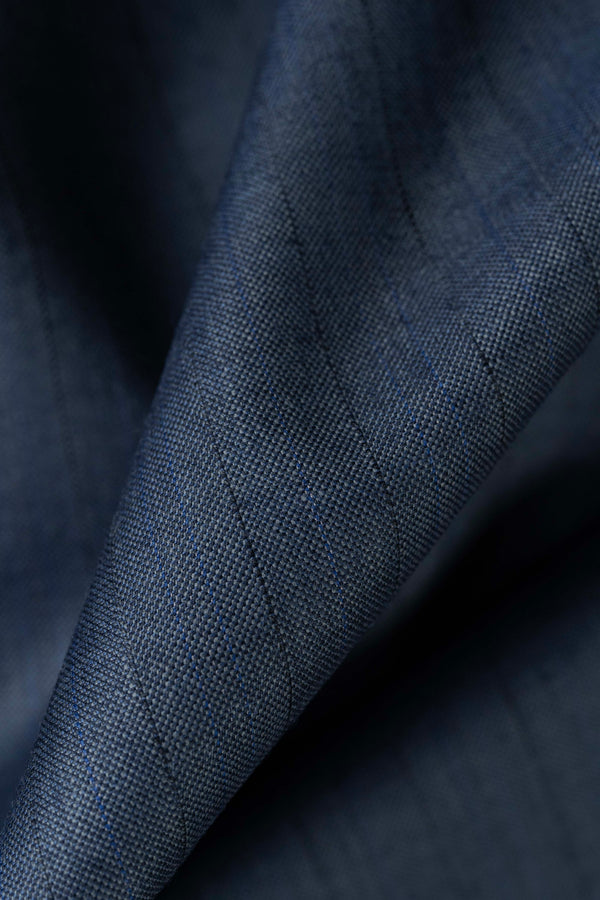 Mario Capra Light Blue Stripe Merino Wool Suit Fabric (V20139) -3m
