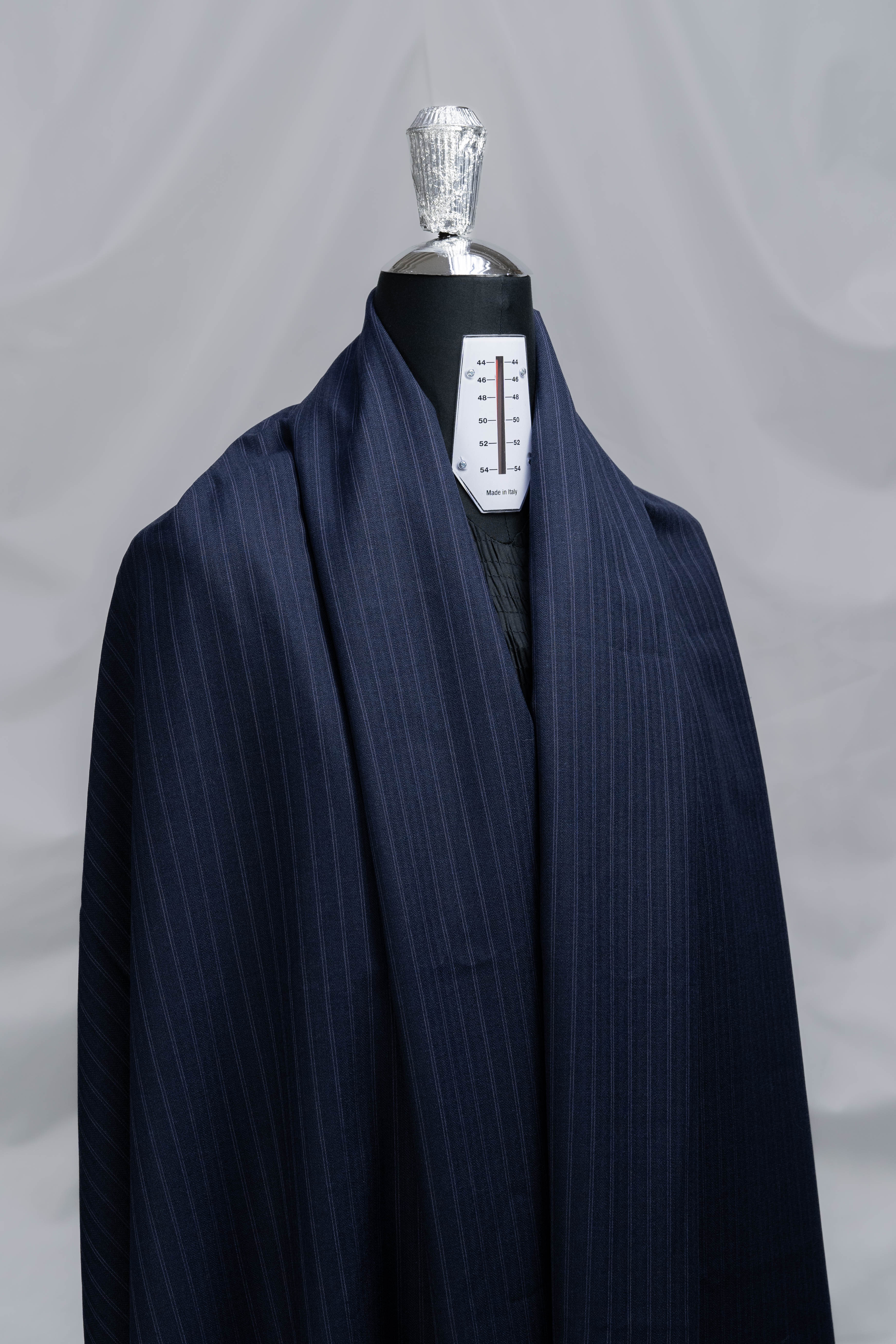 Moffat Bros Navy Stripe Heavy Wool Suiting Fabric (V23727)-3m