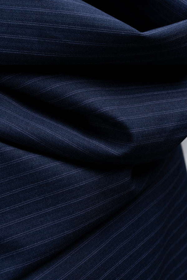 Moffat Bros Navy Stripe Heavy Wool Suiting Fabric (V23727)-3m