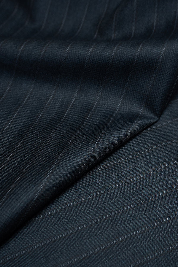 Zegna Trofeo Charcoal Chalkstripe Superfine Australian Wool Suit Fabric -3.1m