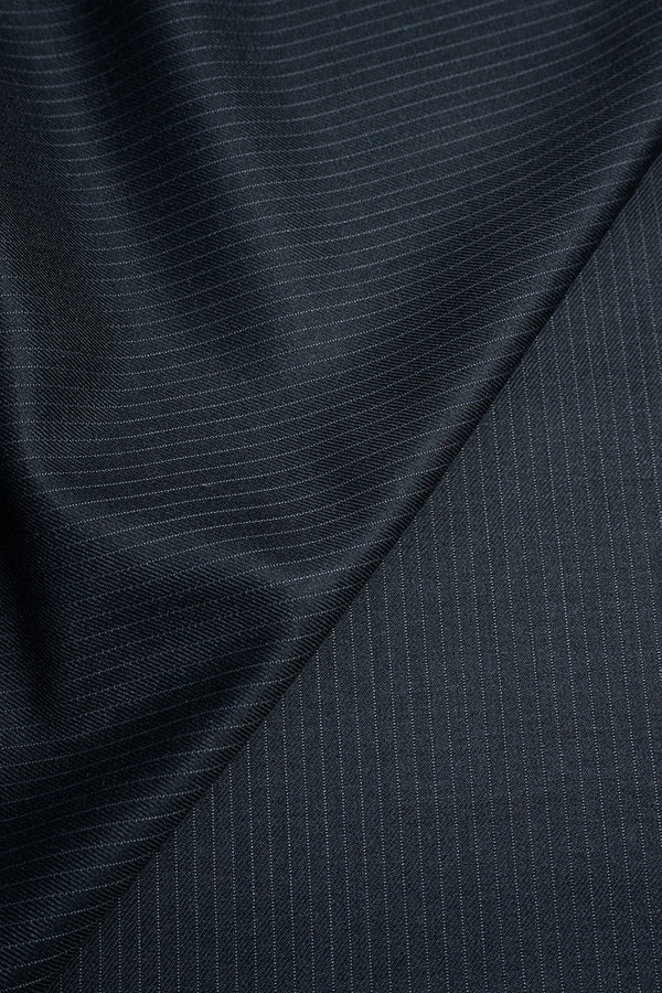 Zegna Traveller Dark Charcoal Stripe Superfine Australian Wool Suit Fabric -3.2m